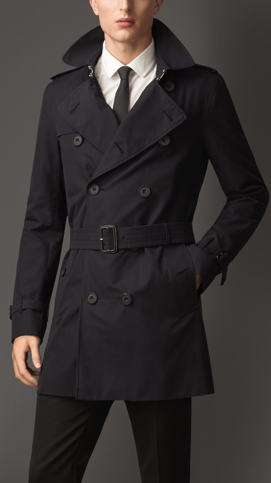 Lyst - Burberry Striped Undercollar Trench Coat in Blue for Men