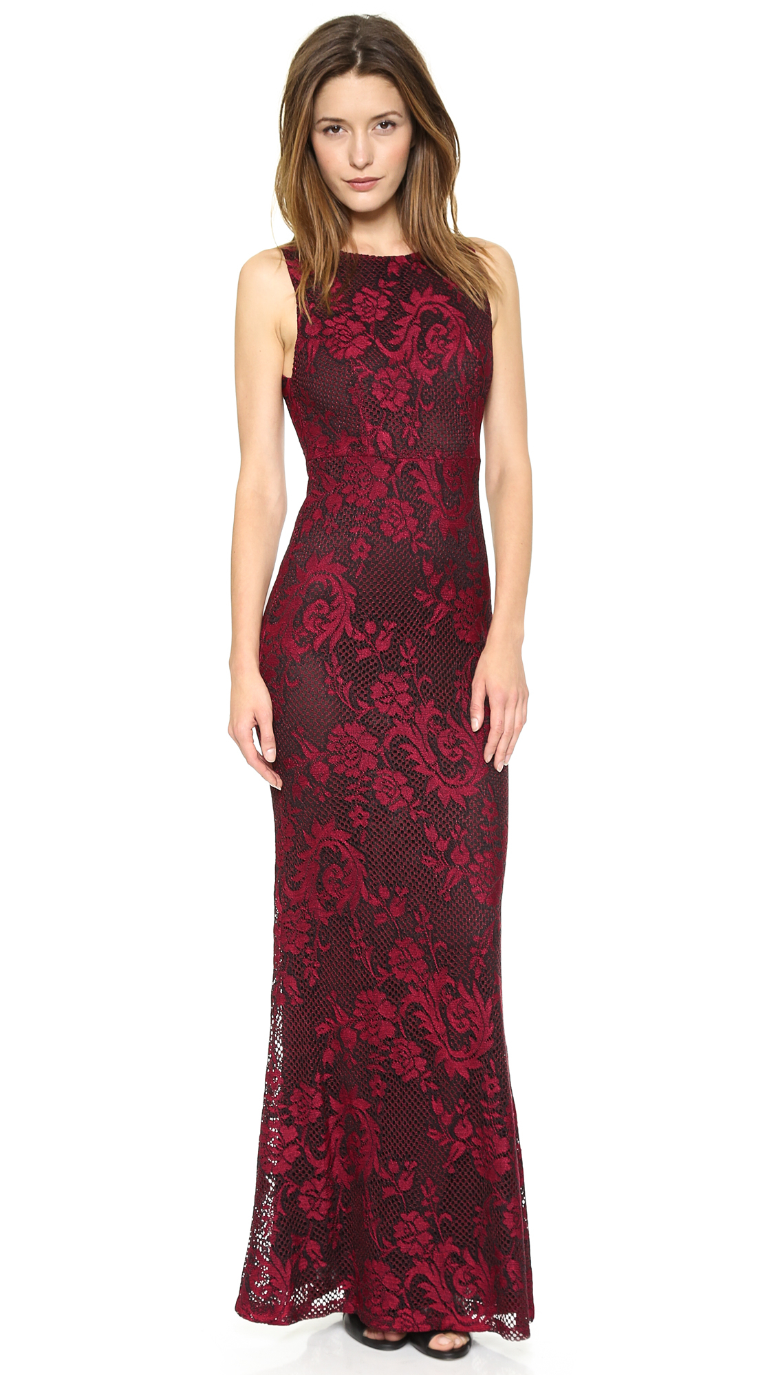 Lyst - Alice + Olivia Sachi Open Back Maxi Gown in Red