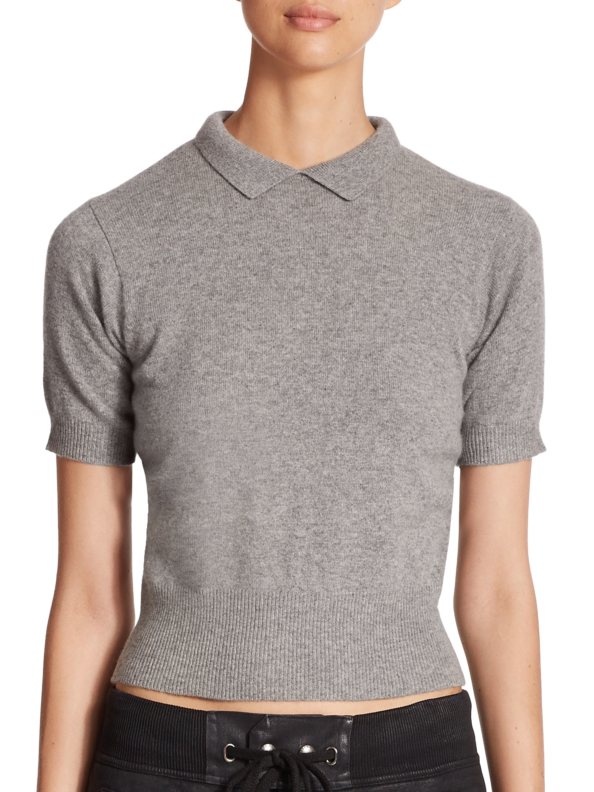 grey collared sweatshirt