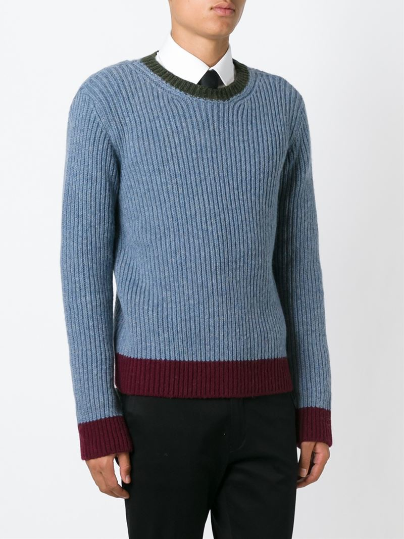 Lyst - Valentino Round Neck Sweater in Blue for Men