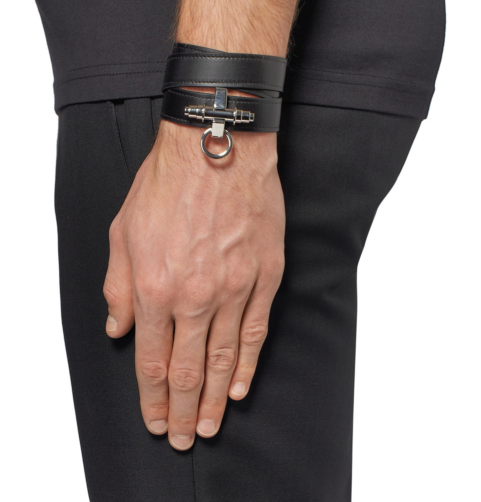 Lyst - Givenchy 3 Row Obsedia Leather Bracelet in Black for Men