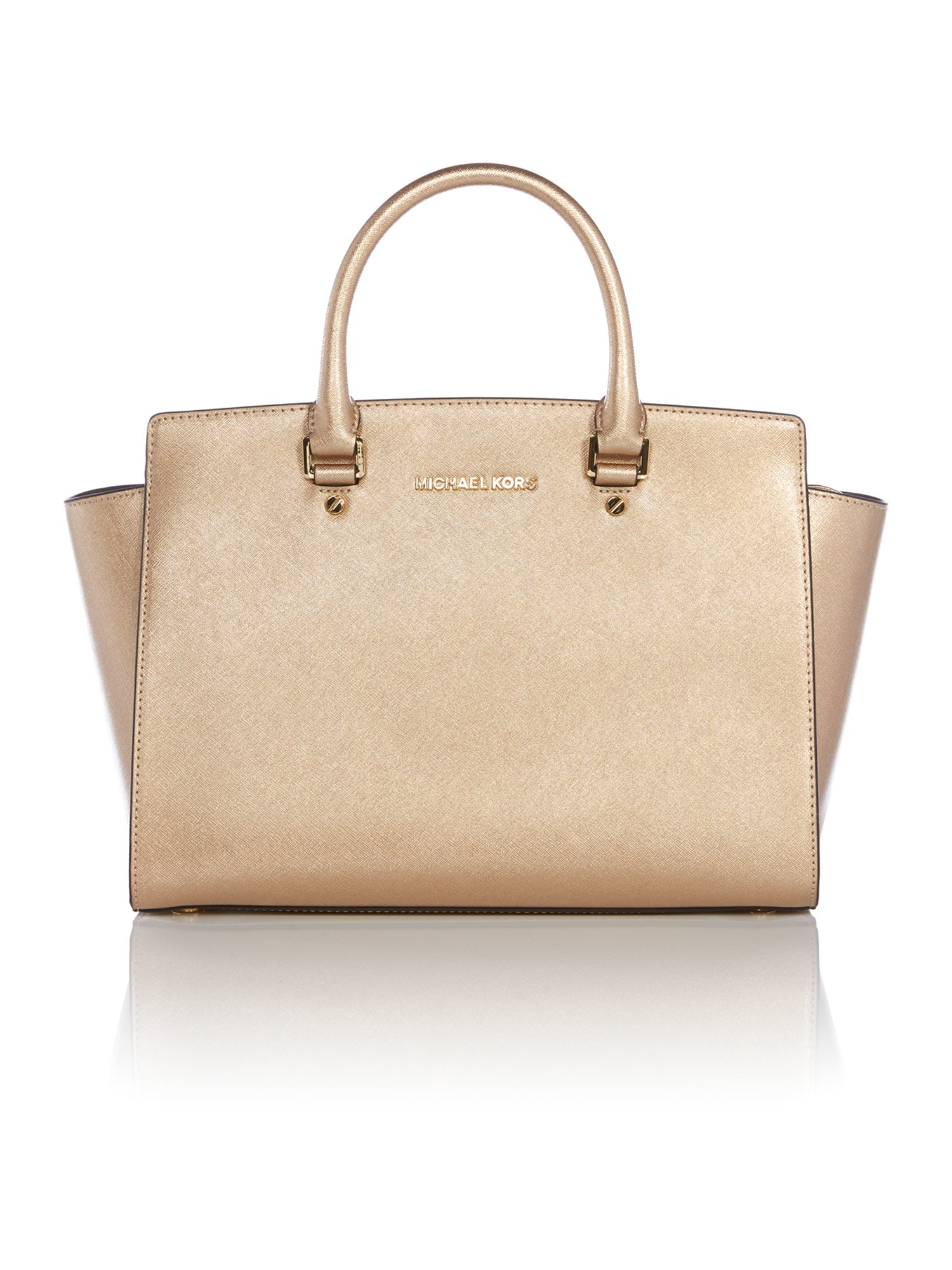 Michael Kors Selma Gold Metallic Large Tote Bag In michael kors selma gold metallic large tote bag in