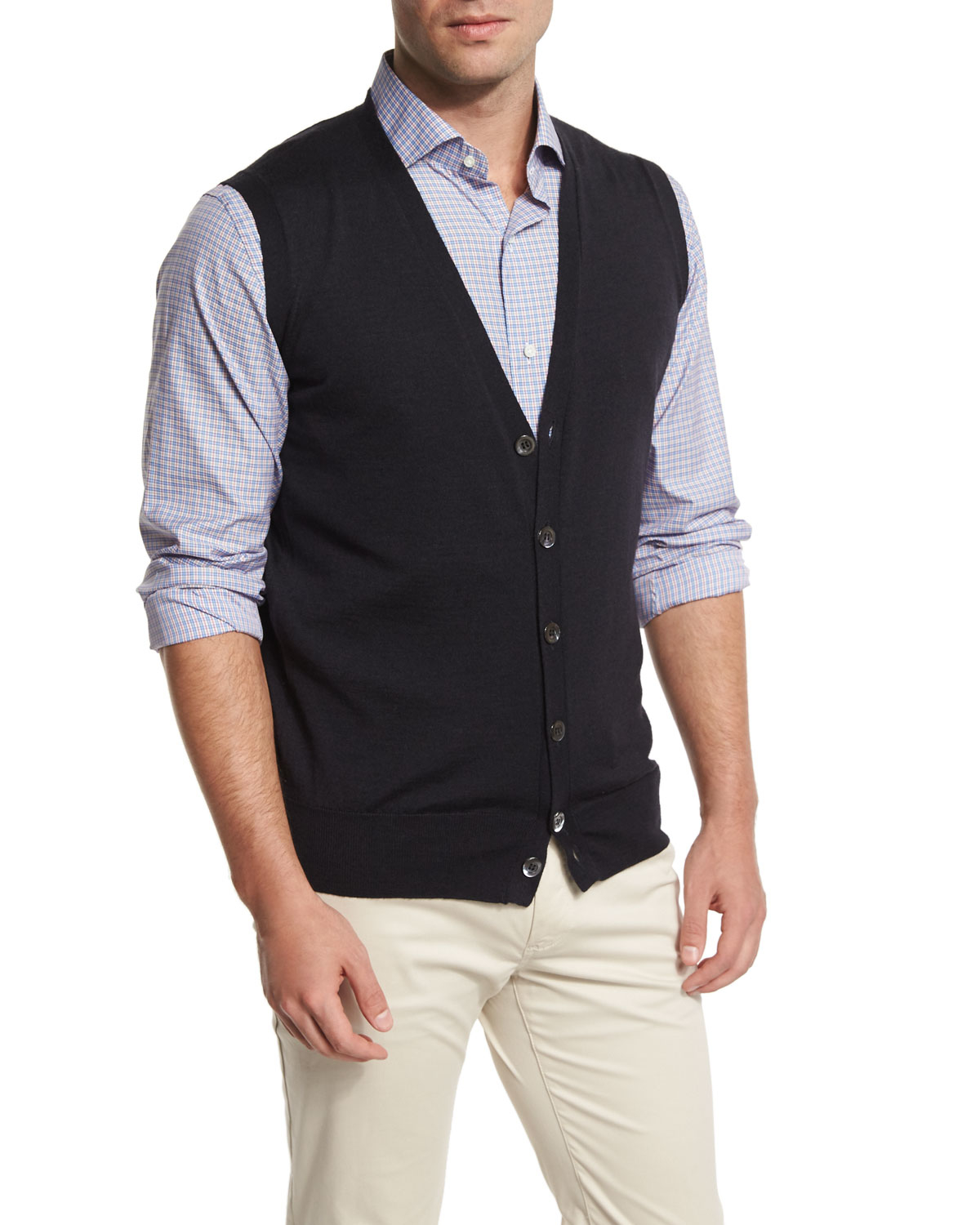 Lyst - Peter Millar Cashmere-blend Button-down Vest in Blue for Men