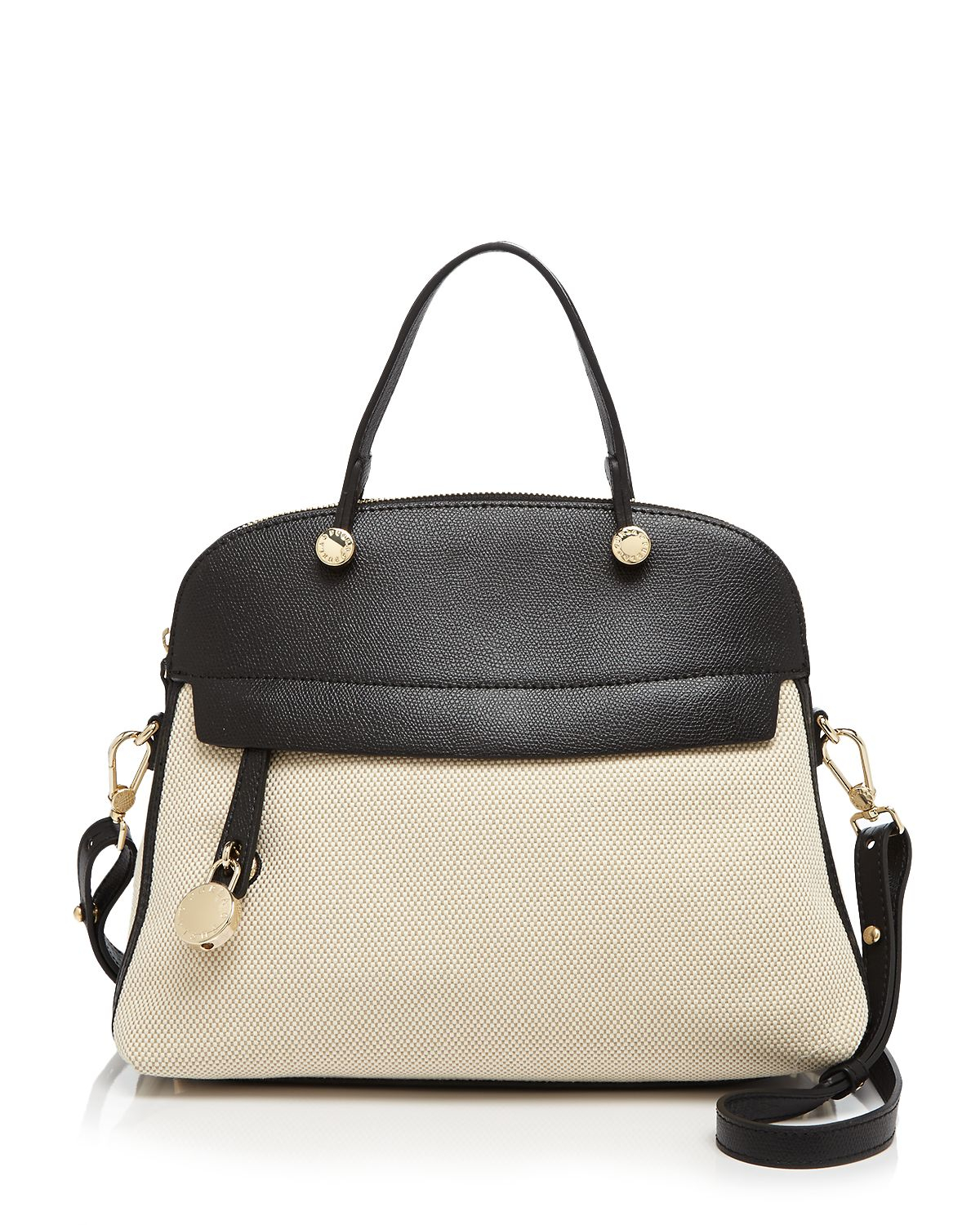 furla satchel medium piper dome in black lyst furla satchel medium piper dome in black lyst