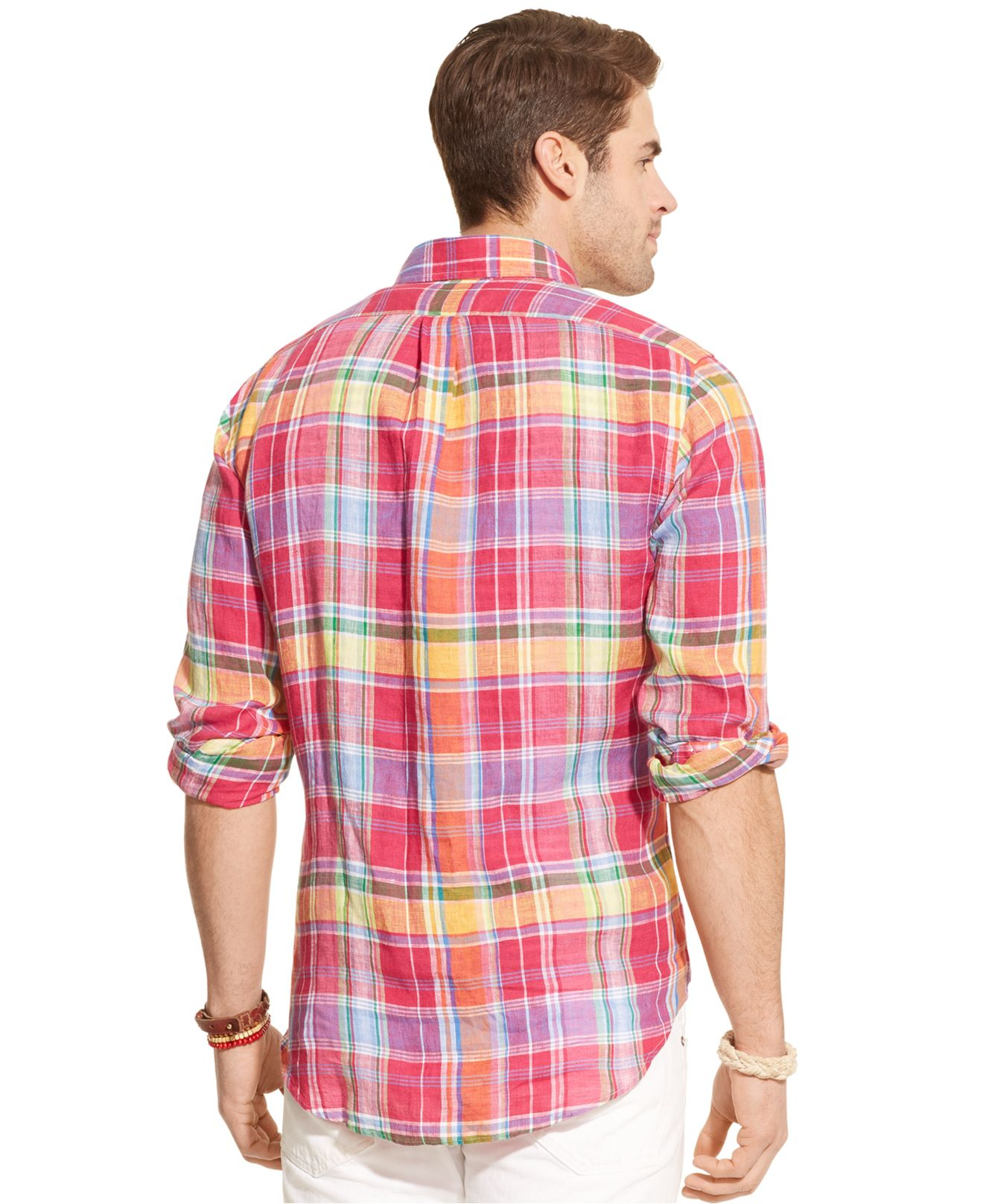Polo ralph lauren Plaid Linen Shirt in Red for Men Lyst