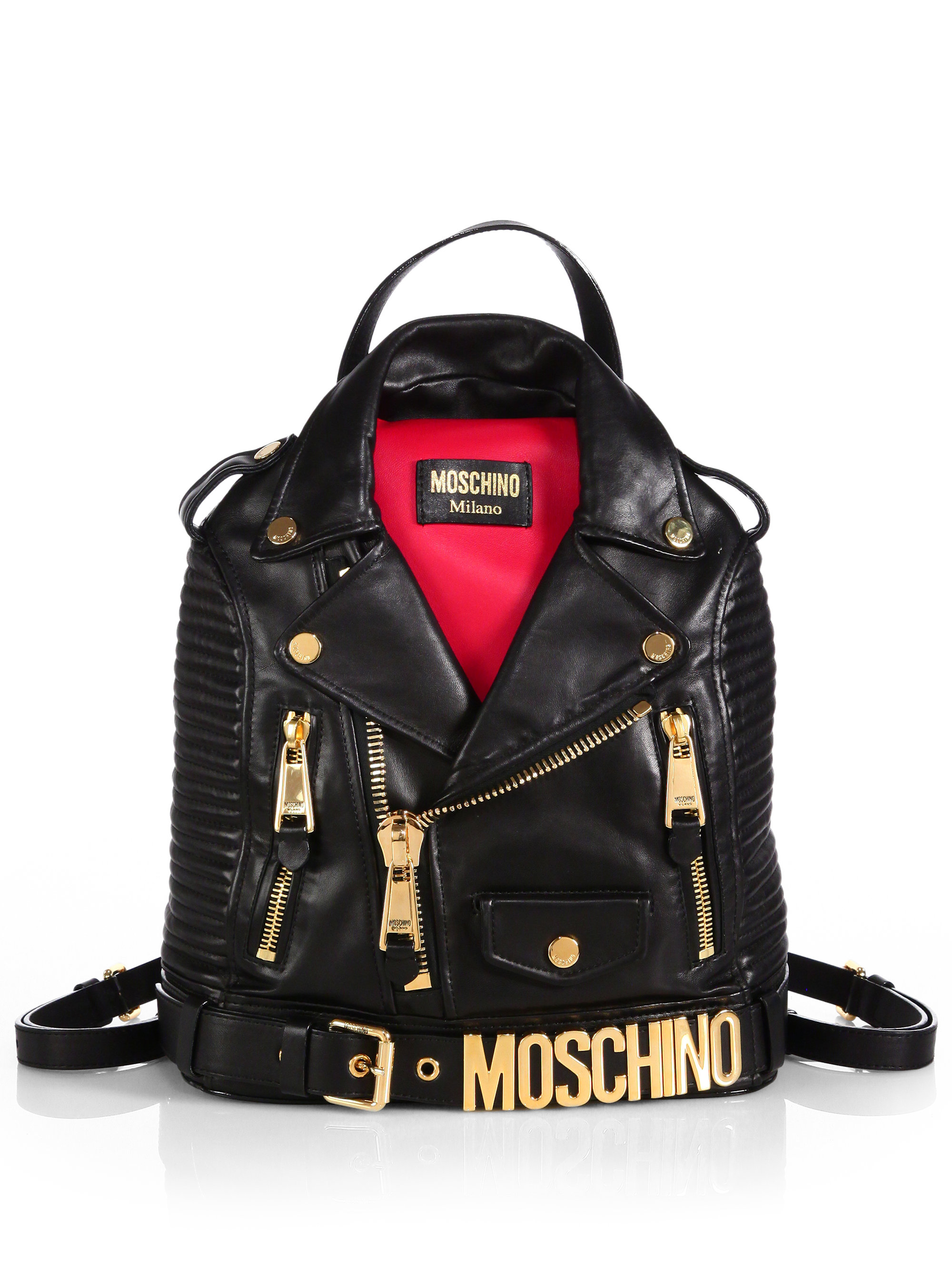 Lyst - Moschino Leather Jacket Backpack in Black