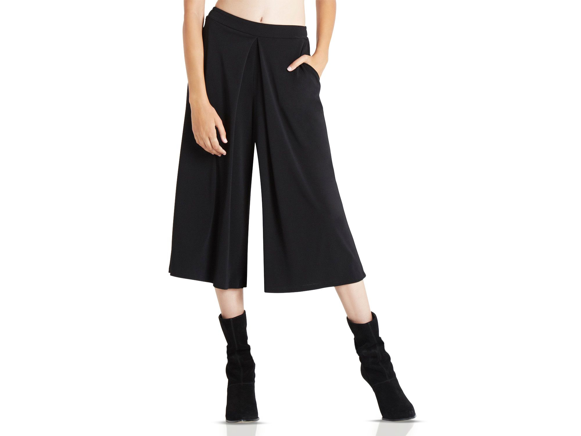 Bcbgeneration Pleated Gaucho Pants in Black | Lyst