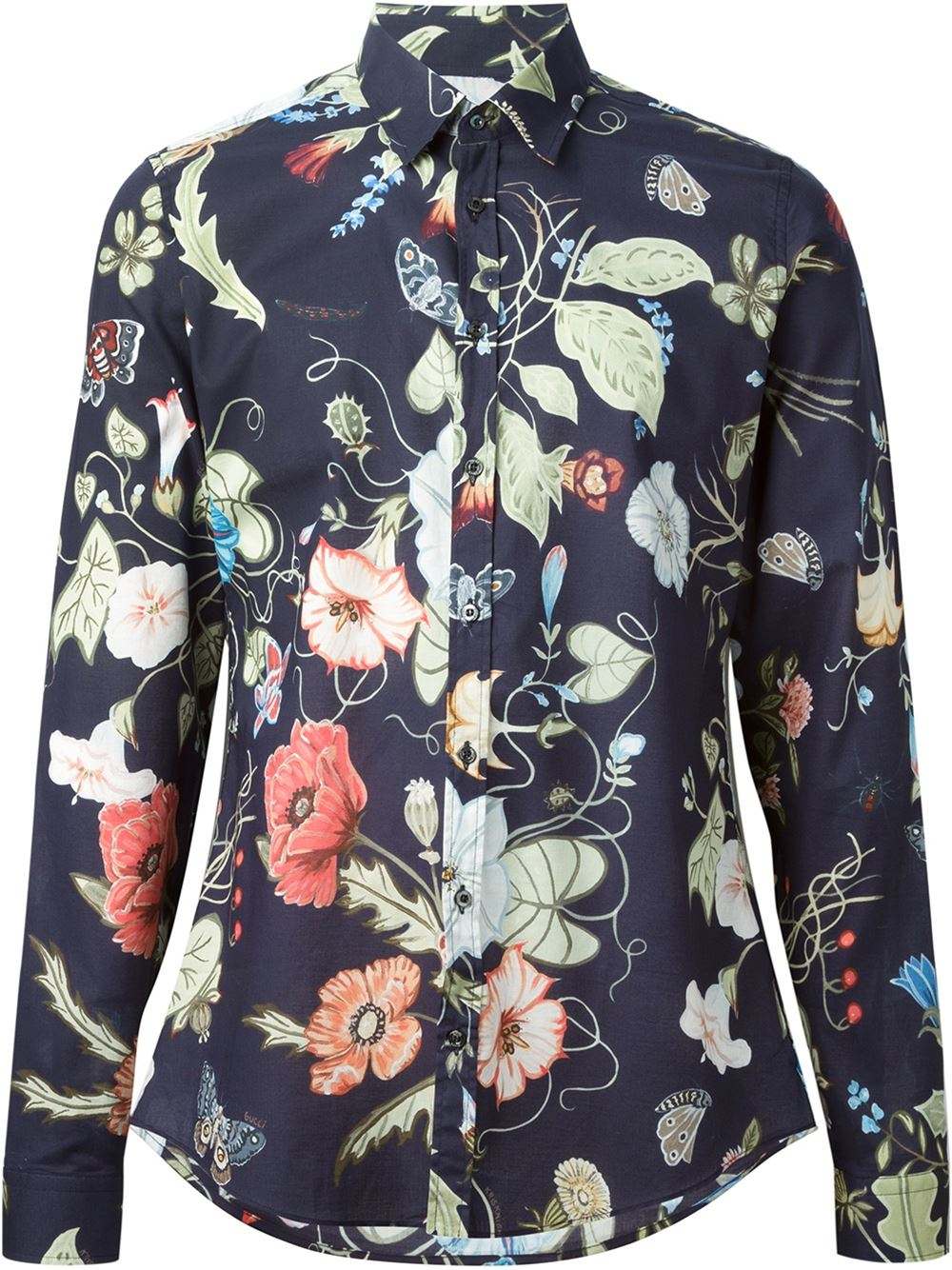 Gucci Floral Print Shirt in Blue for Men | Lyst