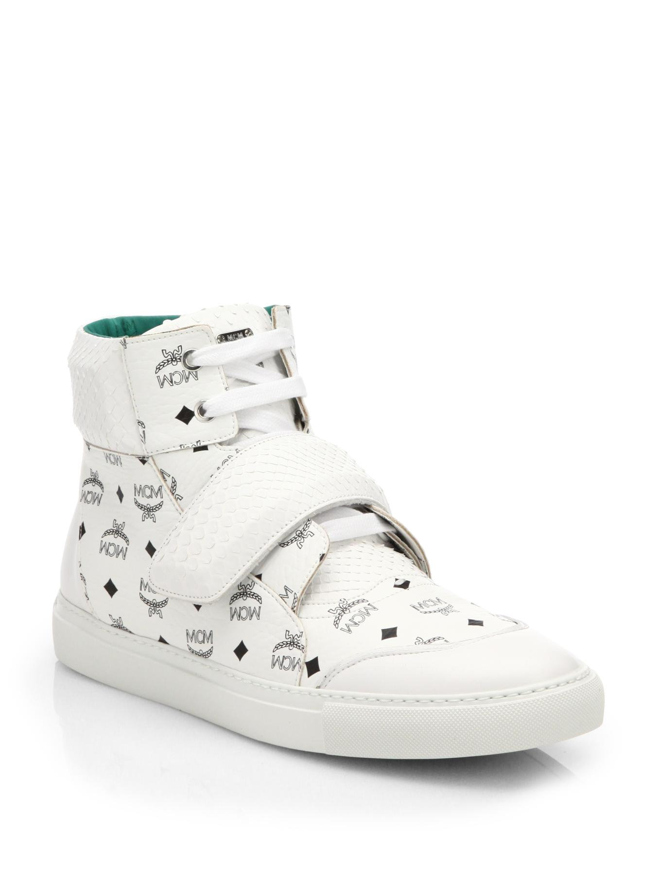 Lyst - Mcm Python-strap High-top Sneakers in White for Men