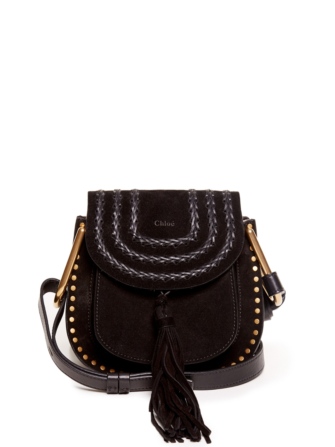 Lyst - Chloé Hudson Small Suede Shoulder Bag in Black