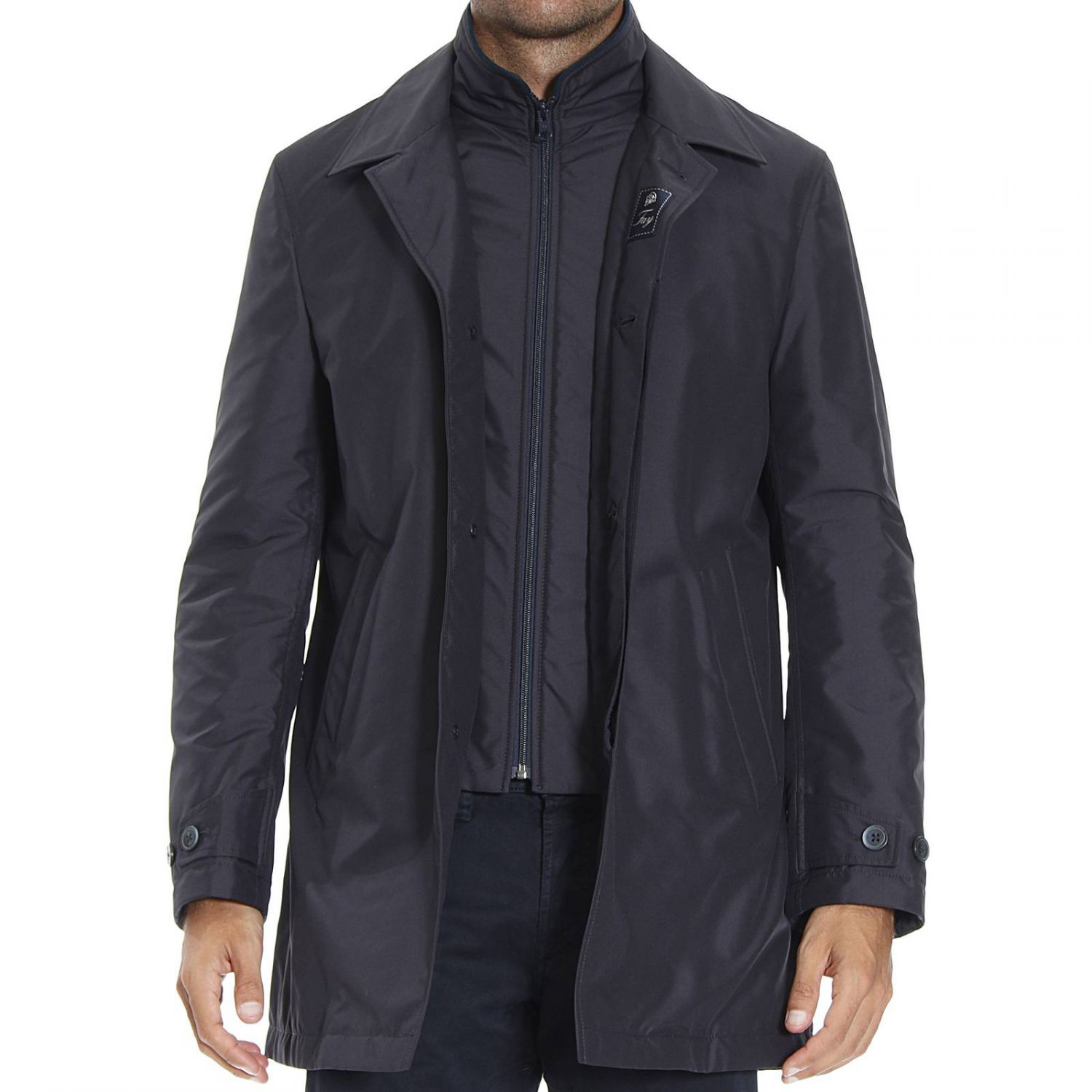 Fay Down Jacket Urban Morning Nylon Raincoat With Double Front in Blue ...