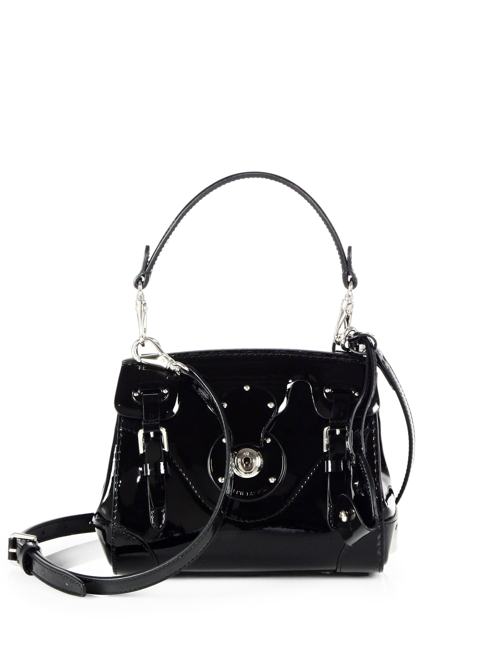 Ralph lauren collection Ricky Patent Leather Satchel in Black | Lyst