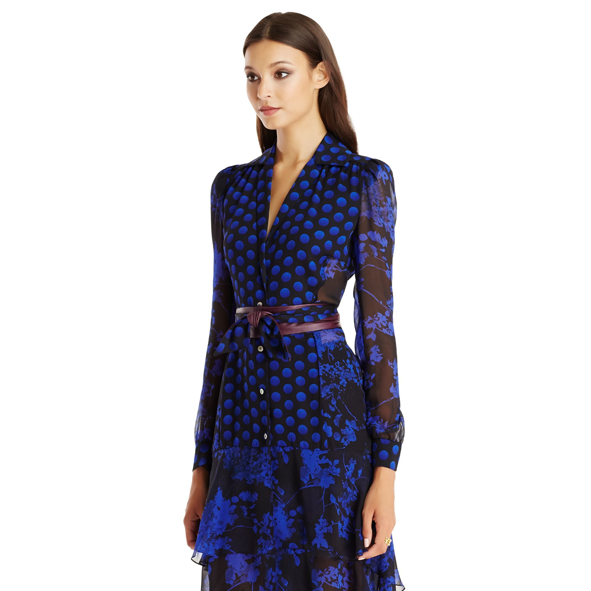 Lyst Diane Von Furstenberg Dvf Catherine Chiffon Shirt Dress In Blue