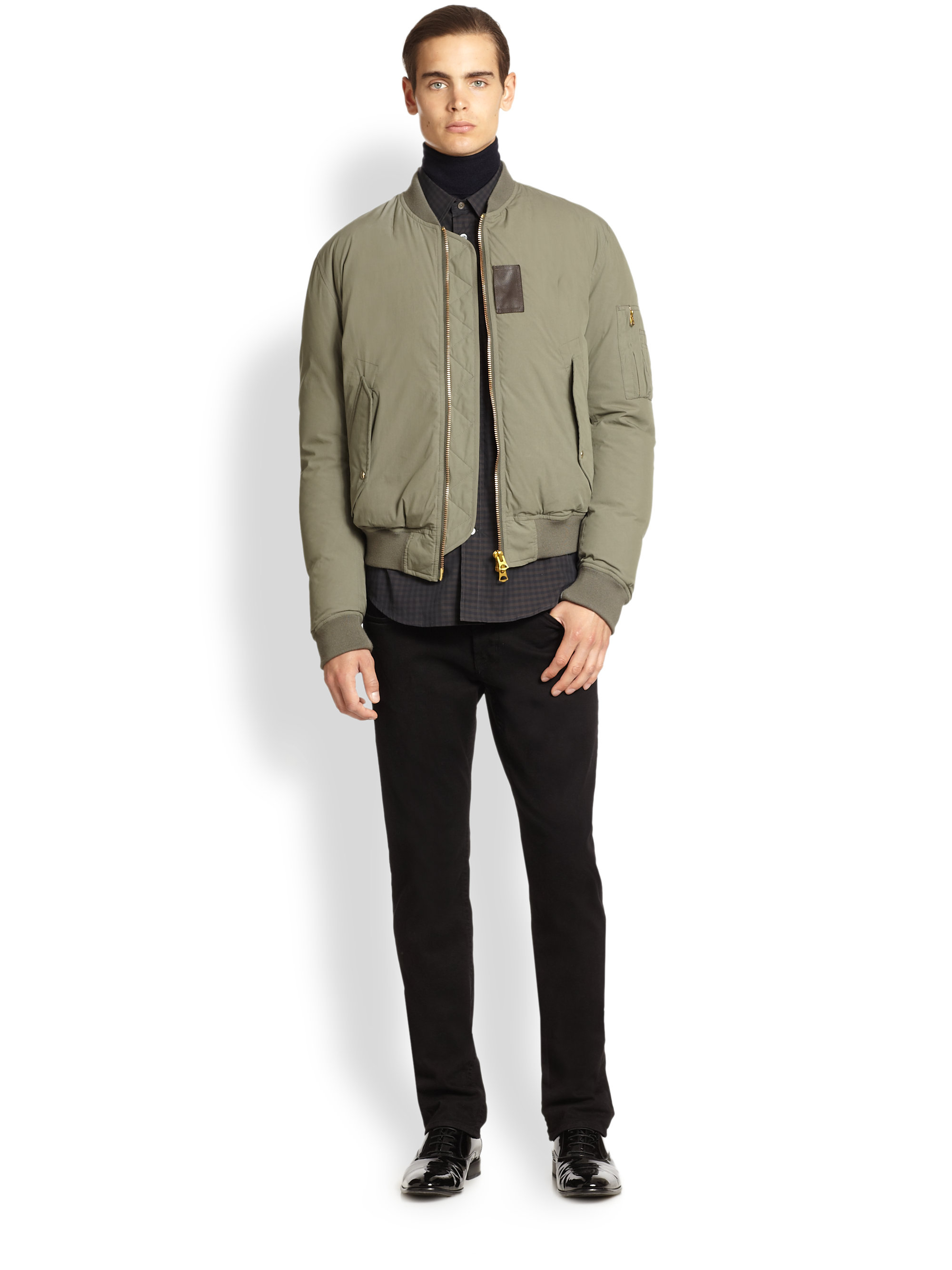 Lyst - Acne Studios Stretch Cotton Bomber Jacket in Green for Men