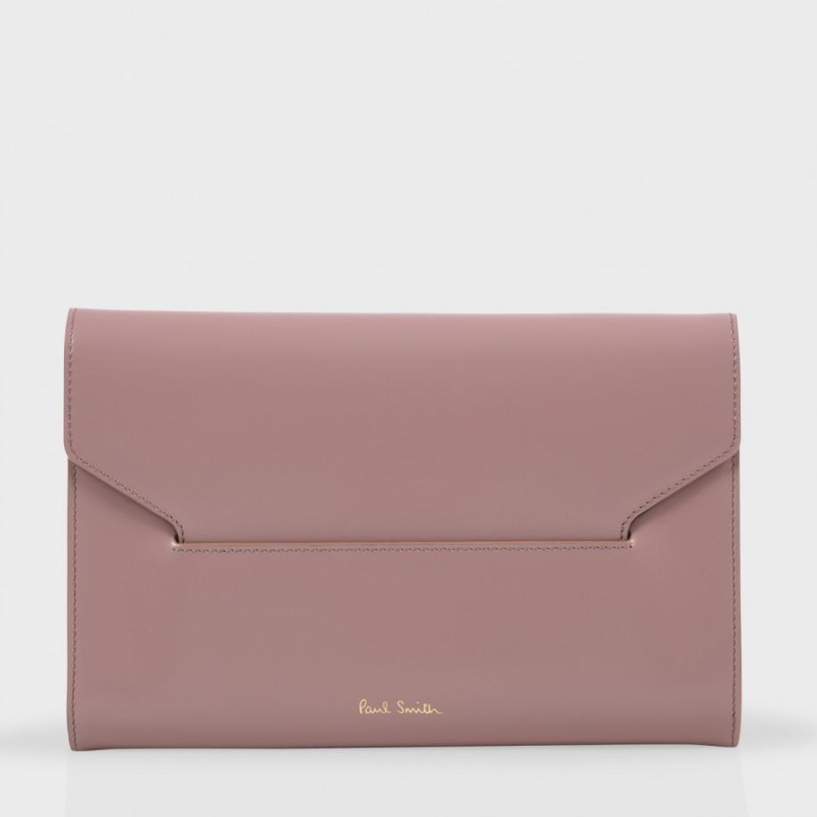 Lyst Paul Smith Dusty Pink Calf Leather Starlet Clutch Bag In Gallery