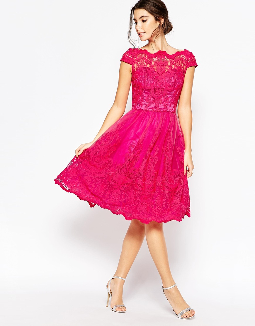 Lyst Chi  Chi  London Scalloped Lace Prom  Dress  in Pink 