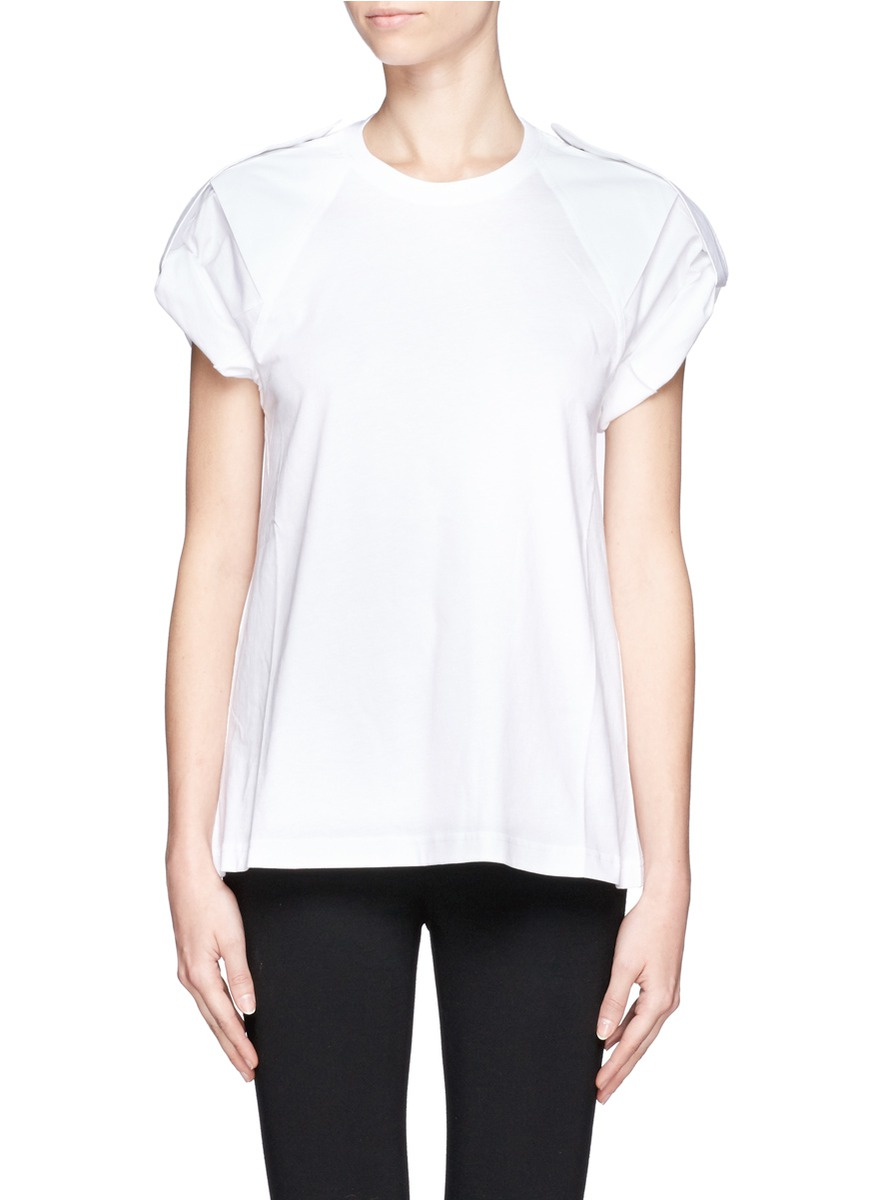 Lyst - Chloé Epaulette Sleeve Tab Cotton T-shirt in White