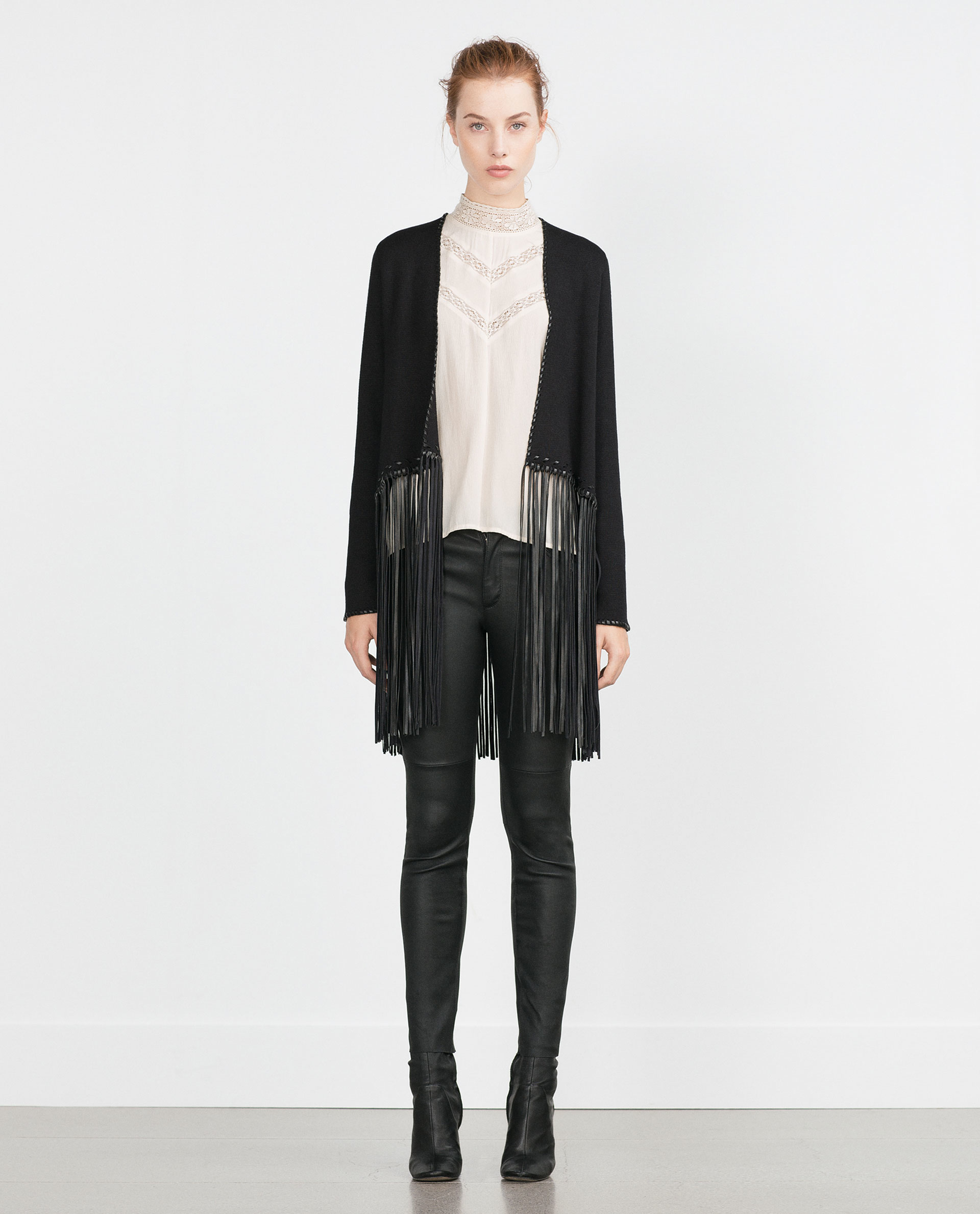 Zara Jacket With Fringe in Black Lyst