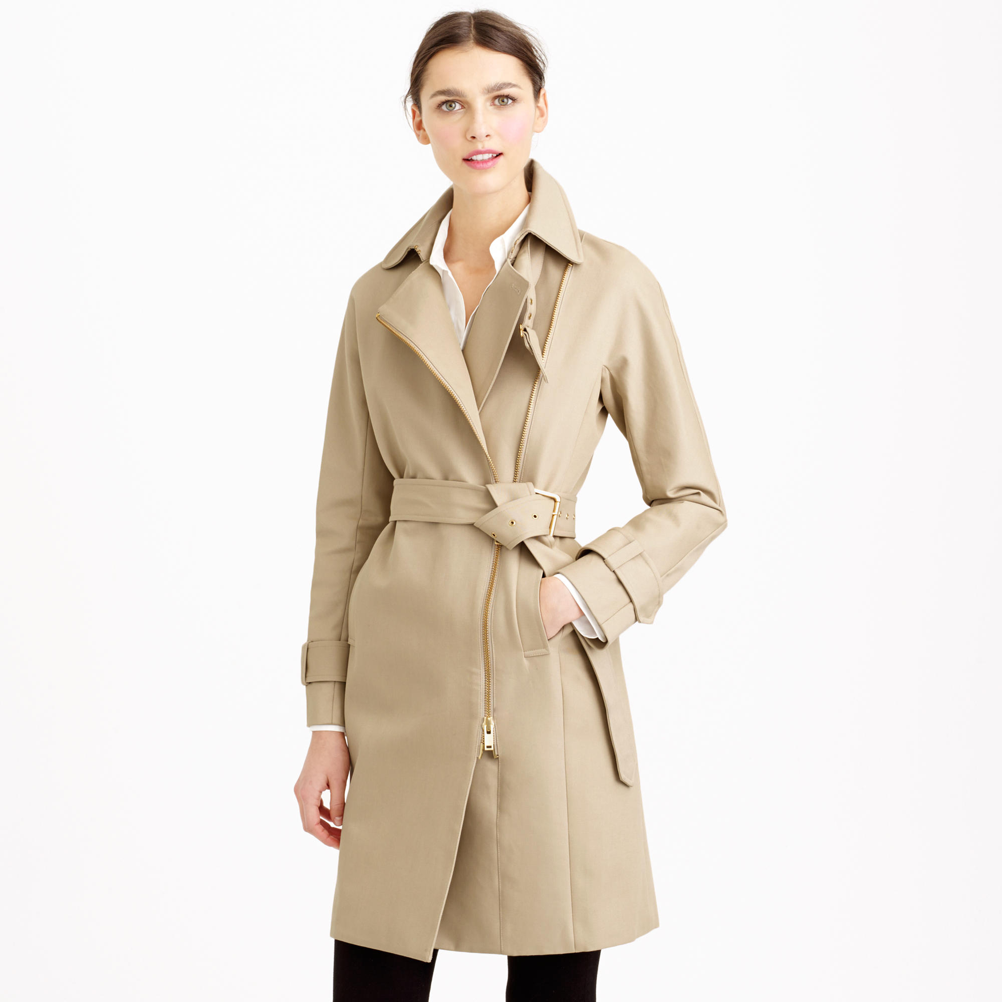 J.crew Collection Bonded Cotton Trench Coat in Natural | Lyst