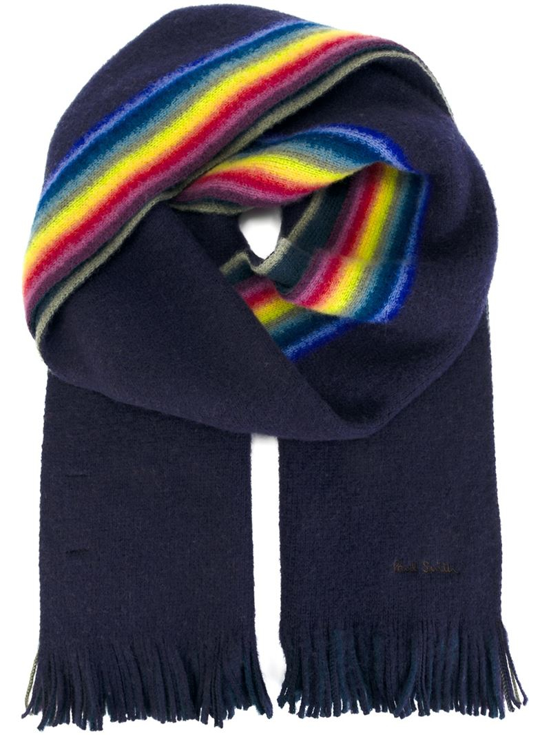 Paul smith Striped Scarf in Blue for Men | Lyst