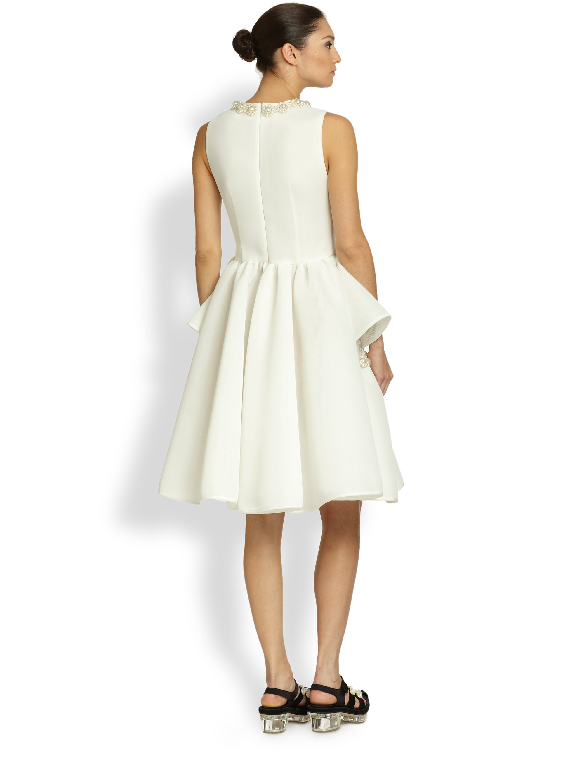 Lyst Simone Rocha Neoprene Daisy Pearl Dress in White