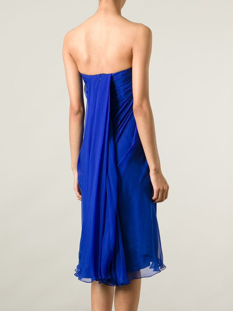 Lyst - Alexander mcqueen Strapless Dress in Blue