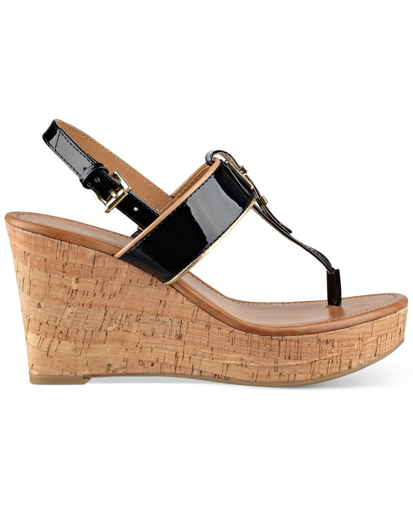 Tommy Hilfiger Maree Platform Thong Wedge Sandals In Black Lyst