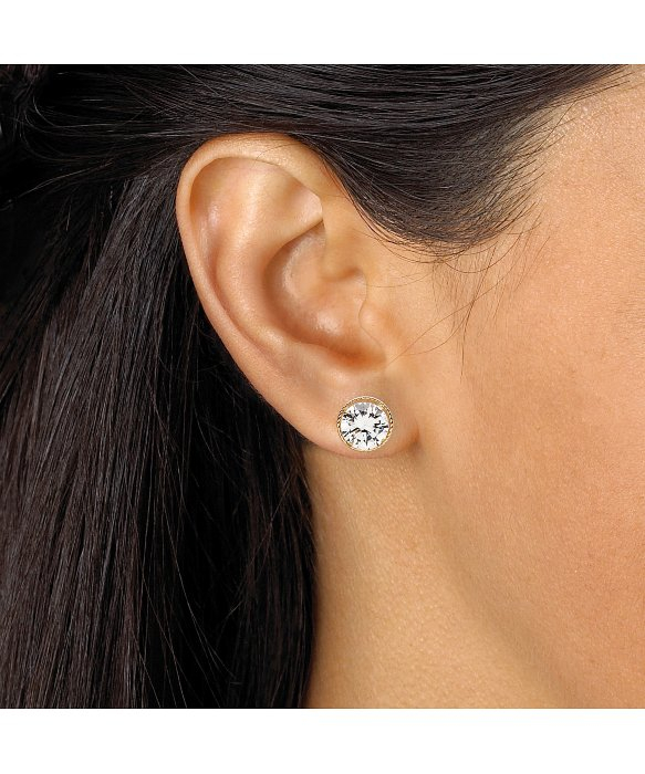 14k Gold Cubic Zirconia Stud Earrings Best All Earring Photos Lyst Palmbeach Jewelry 4 Tcw Round Martini Set Cubic Zirconia Stud