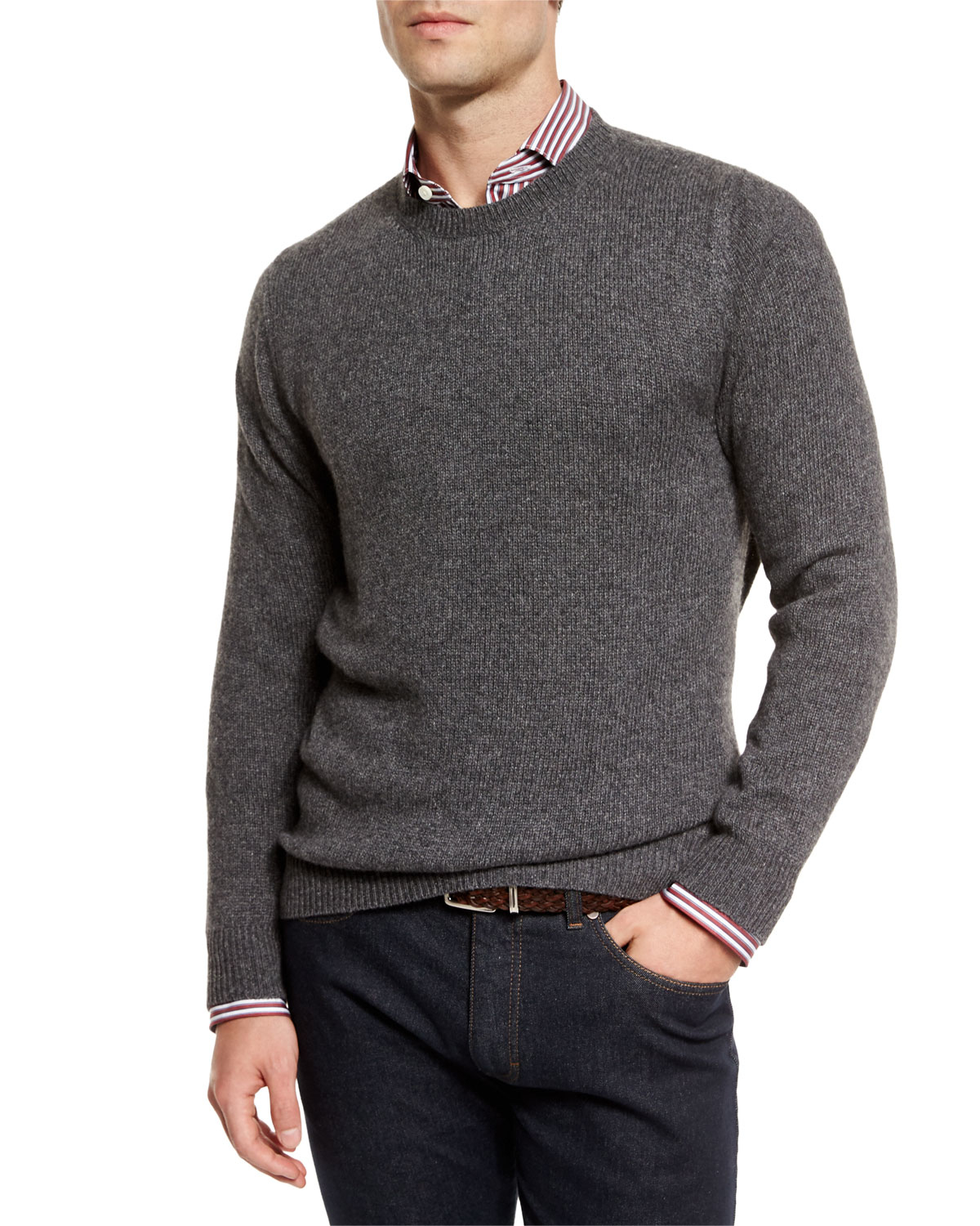 Ermenegildo Zegna Melange Cashmere-blend Sweater in Gray for Men - Lyst