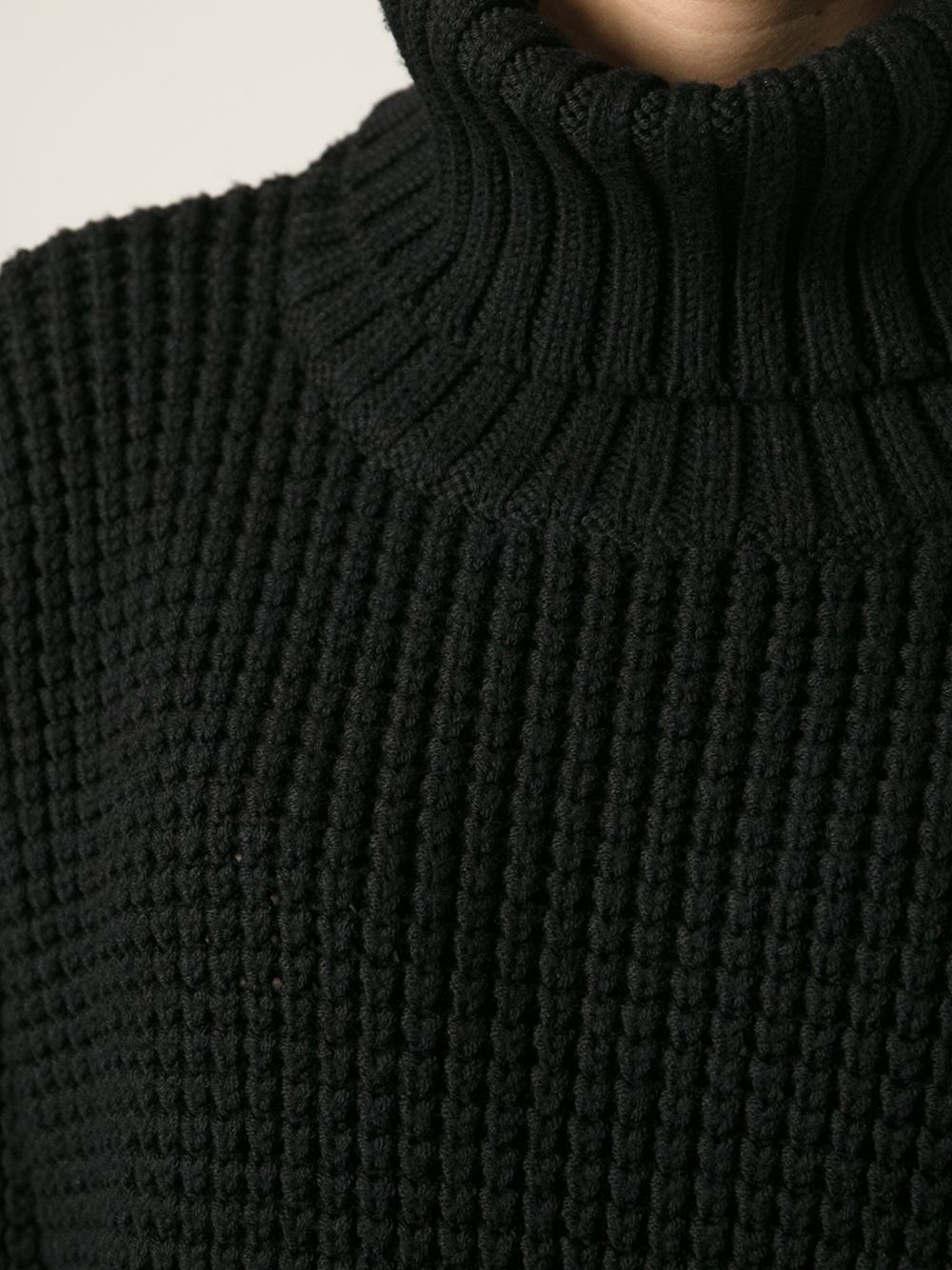 Ann demeulemeester Chunky Knit Turtle Neck Sweater in Black | Lyst