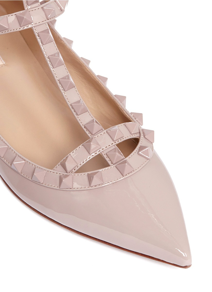 valentino rockstud flats pink