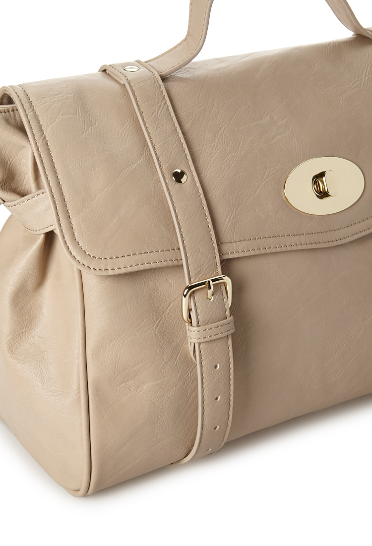 Lyst - Forever 21 Iconic Faux Leather Messenger Bag in Natural