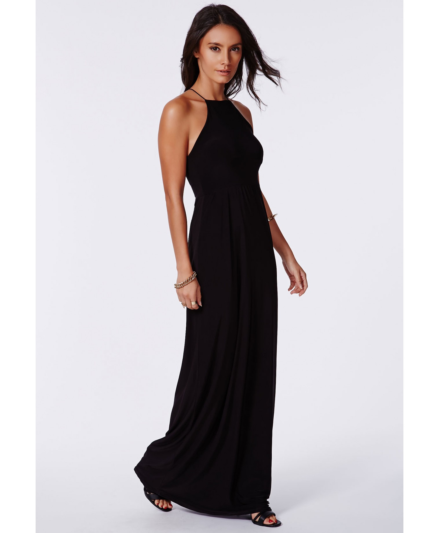 Missguided Teela Black Strappy Maxi Dress in Black | Lyst