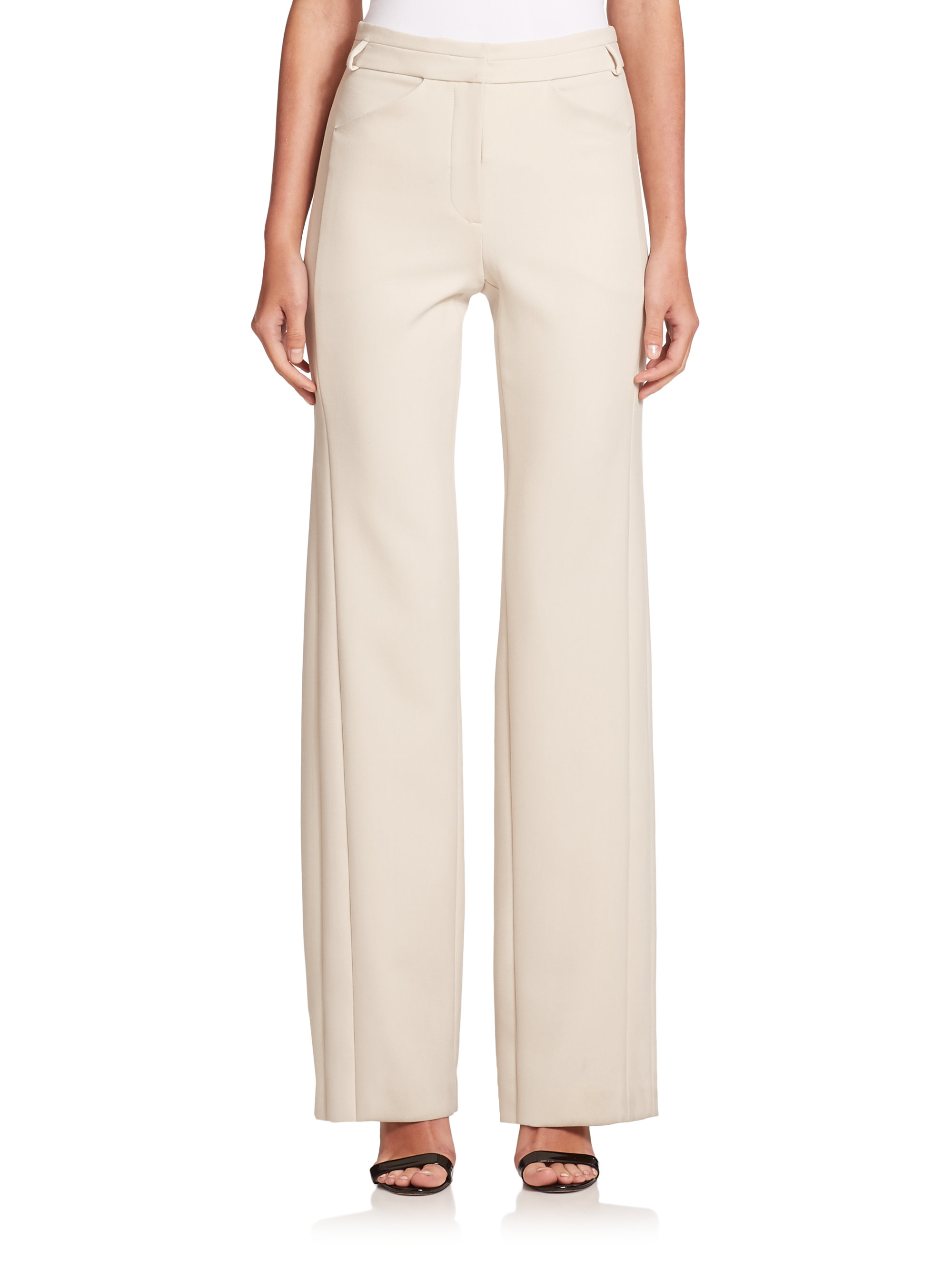 Halston High-waist Wide-leg Pants in White | Lyst