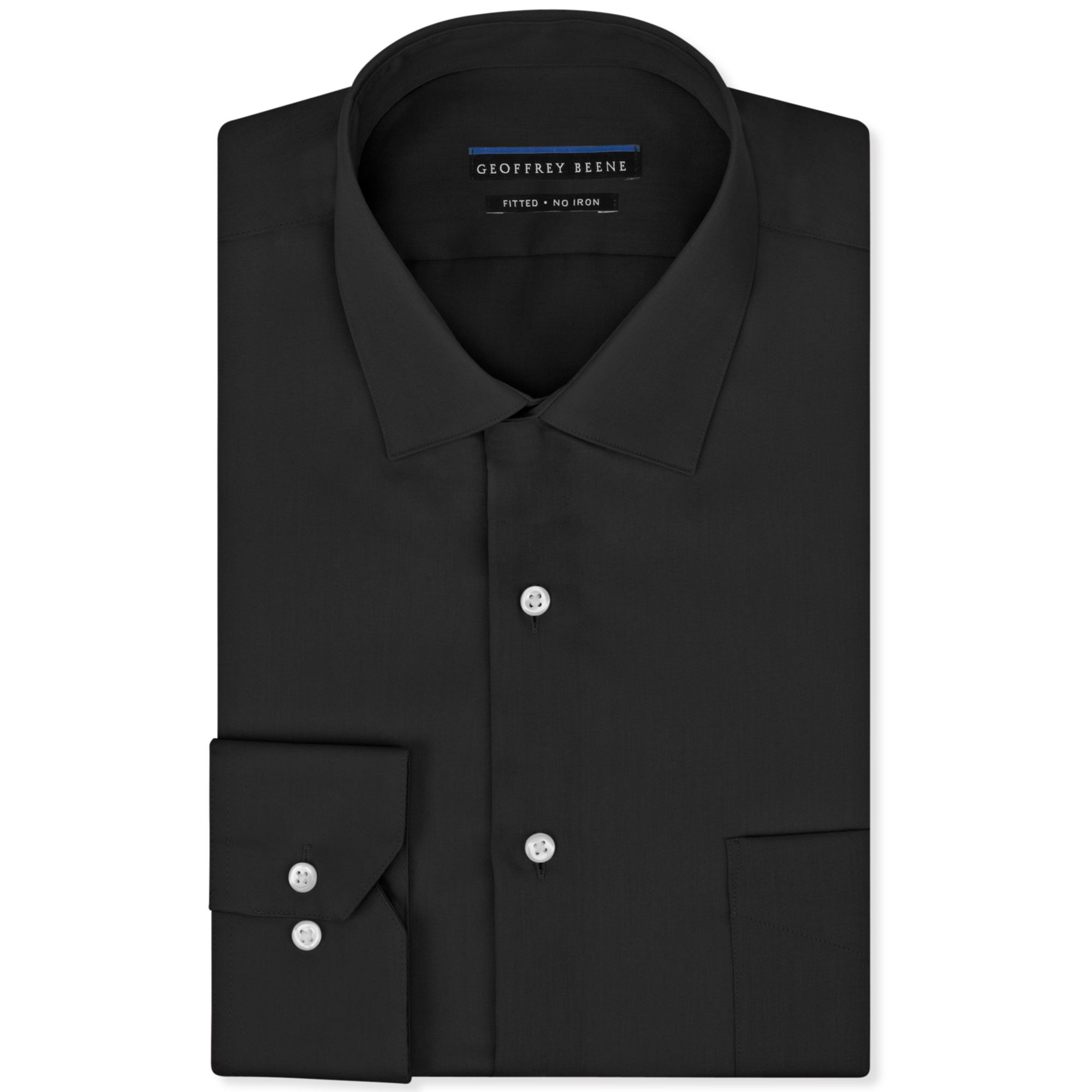 Geoffrey Beene Non-Iron Fitted Stretch Sateen Solid Dress Shirt in ...