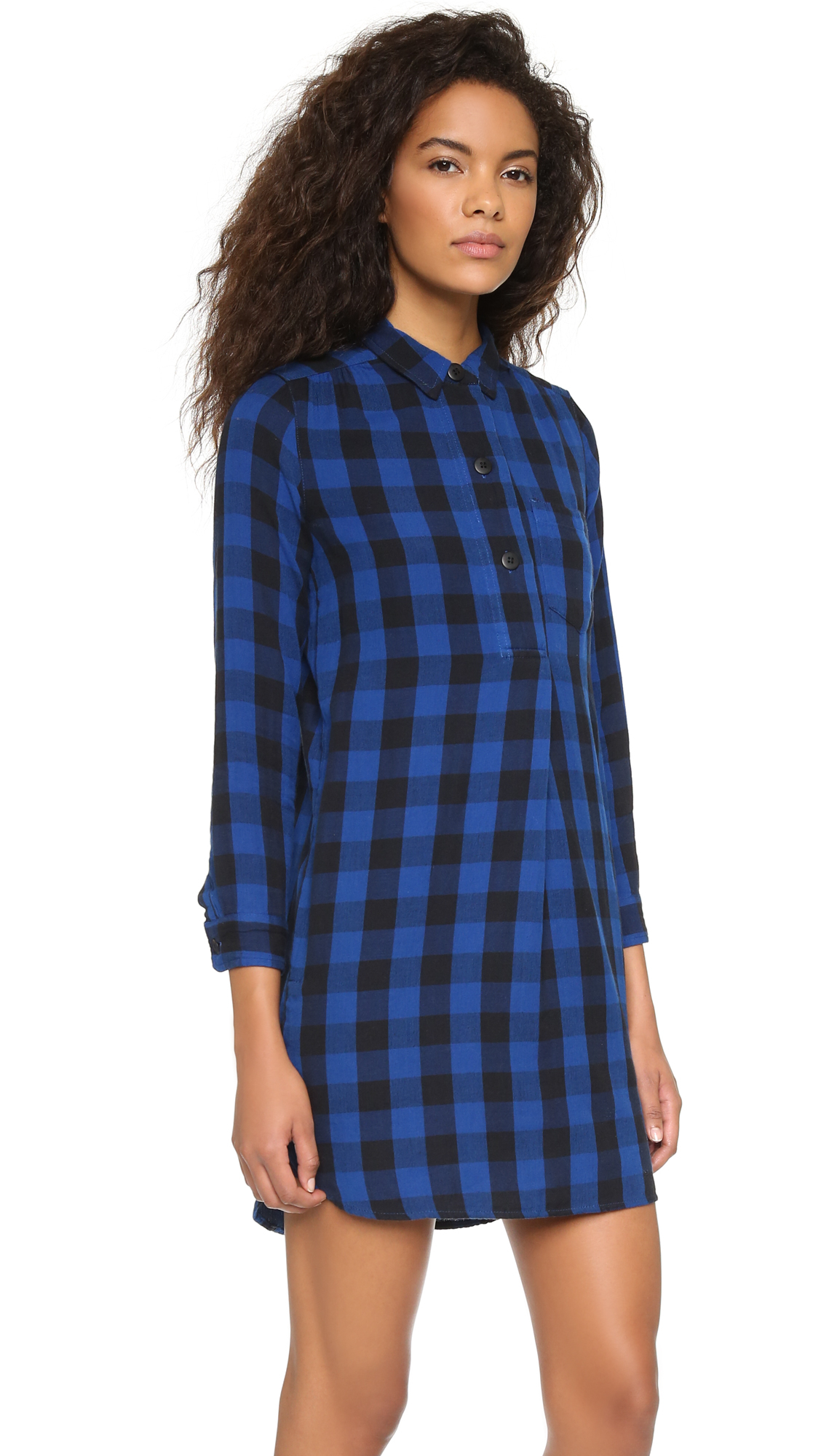 Lyst - Madewell Jane Plaid Shirtdress - Coastal Blue in Black