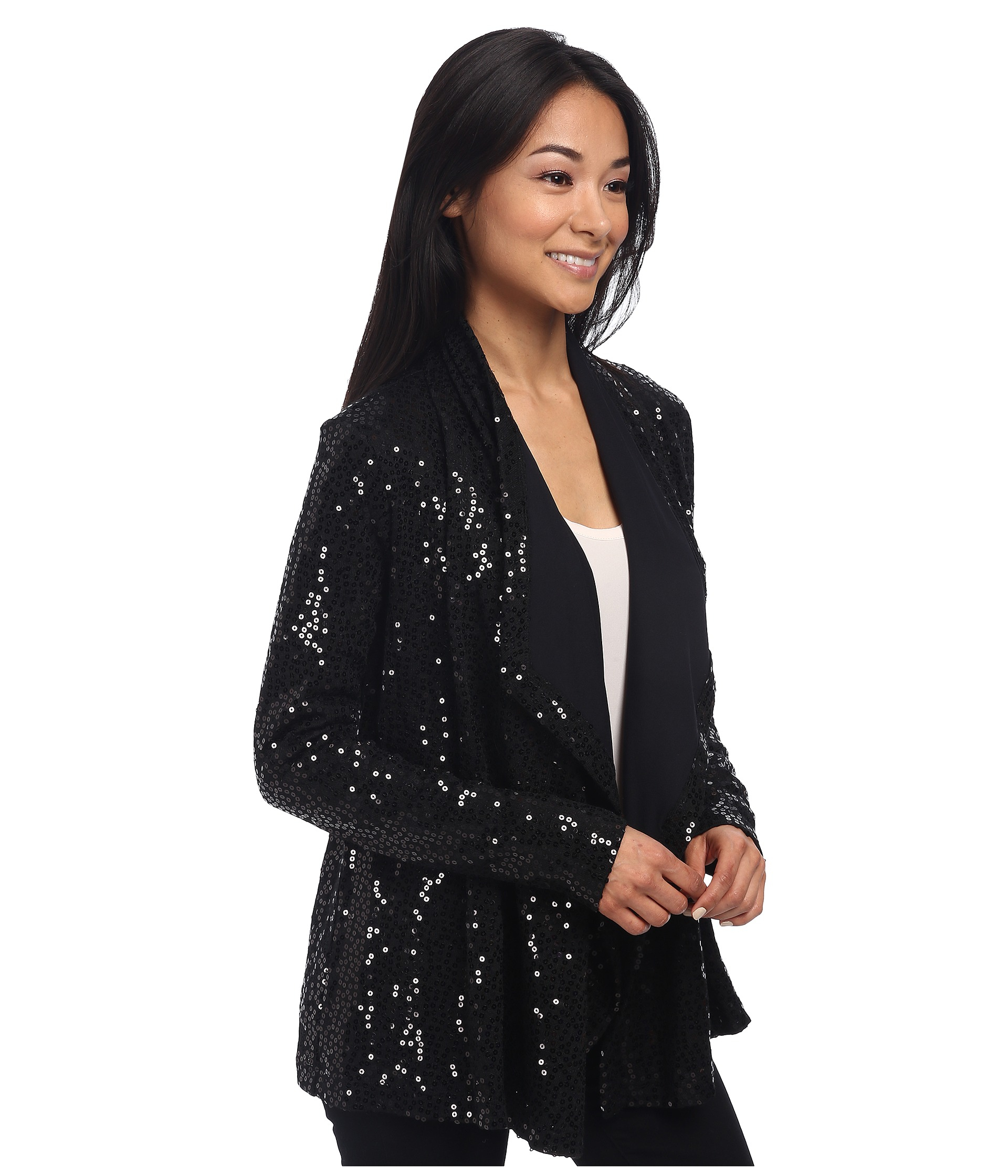 Karen kane Sweater Knit Sequin Cardigan in Black | Lyst