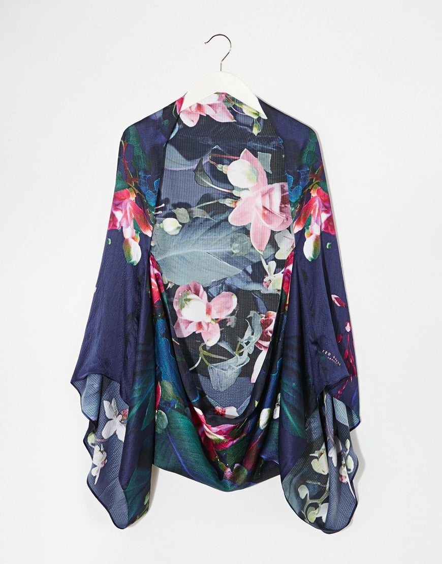 Ted baker Fuchsia Print Scarf Cape in Blue (Darkblue) | Lyst