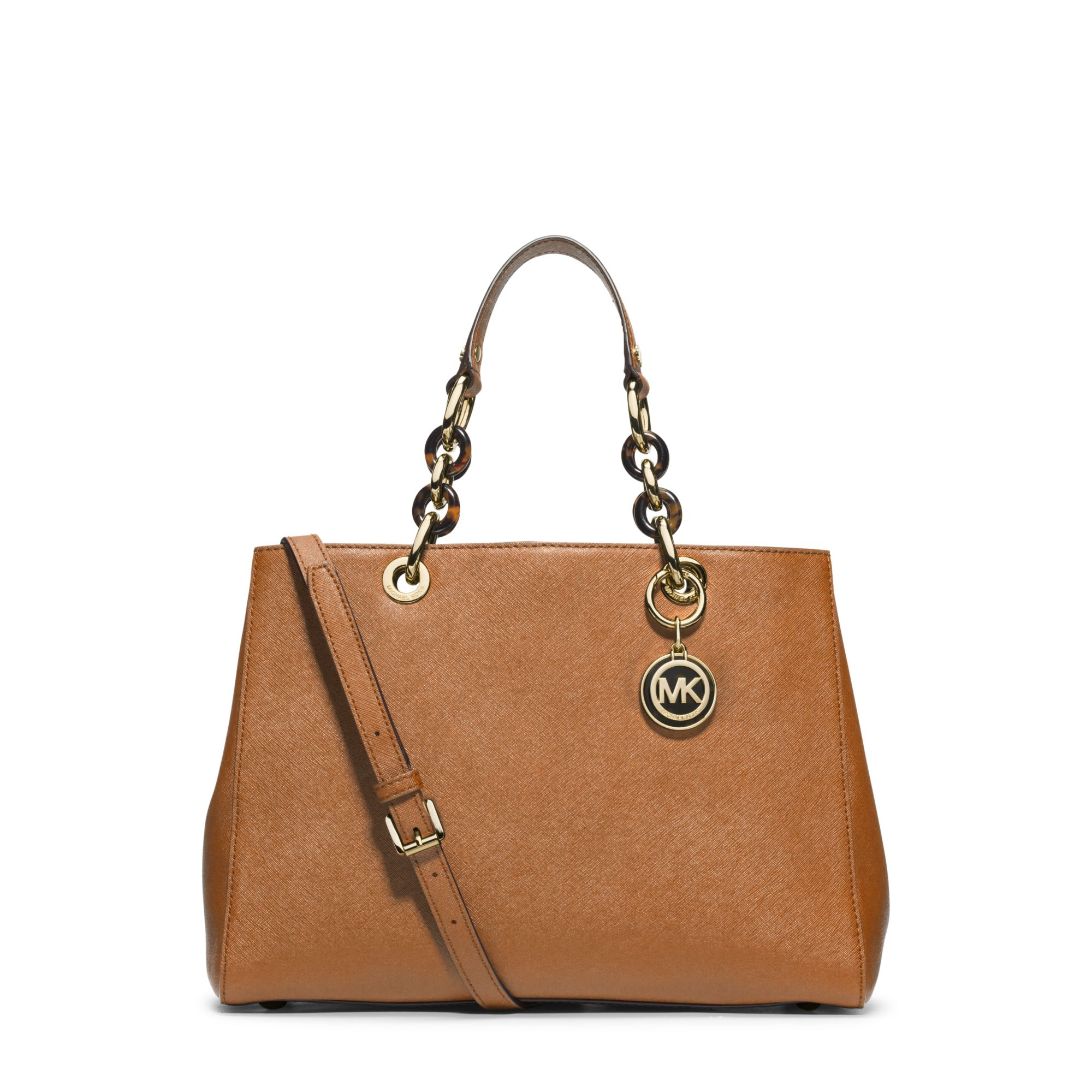 Lyst Michael Kors Cynthia Medium Leather Satchel In Brown