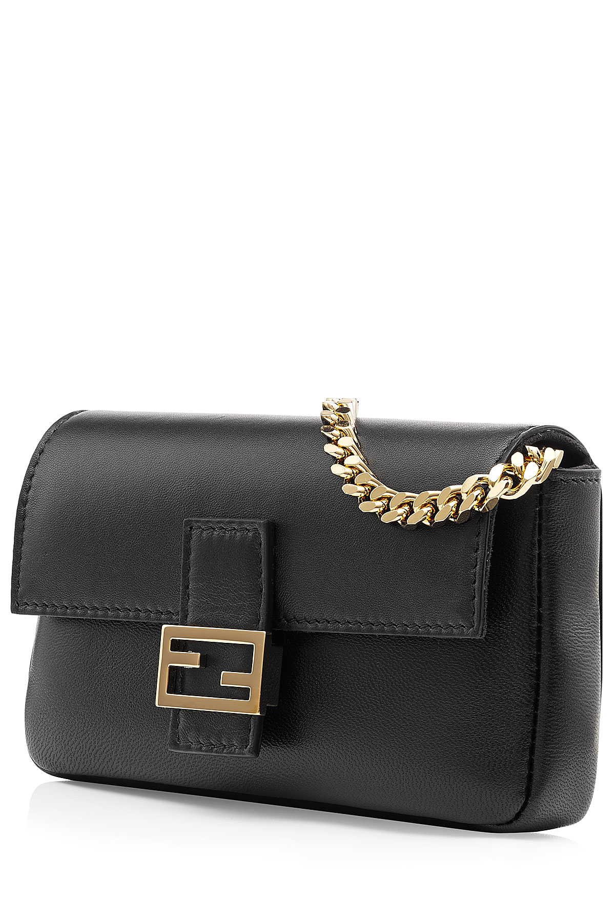 Fendi Micro Baguette Leather Shoulder Bag - Black in Black | Lyst