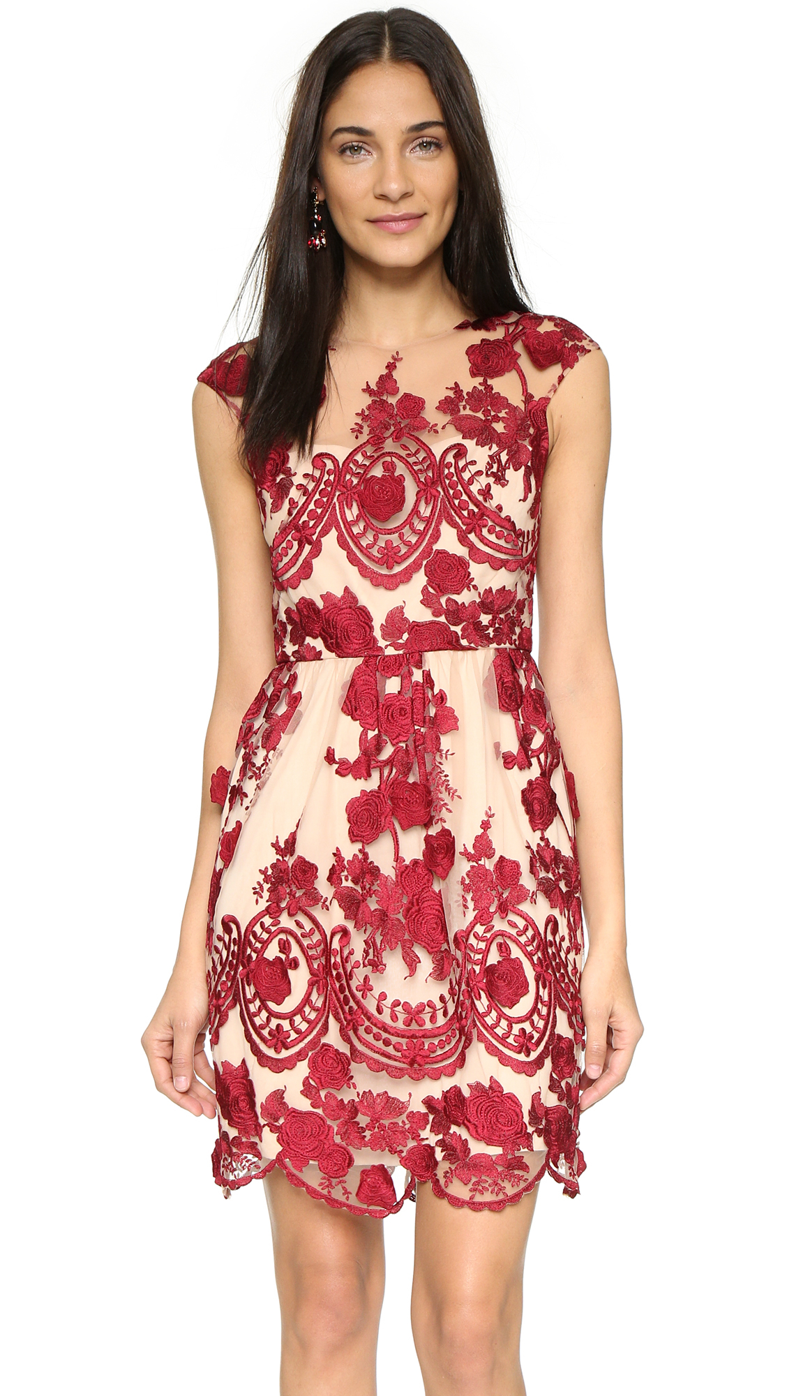 Lyst Notte By Marchesa Lace Dress Red In Gallery