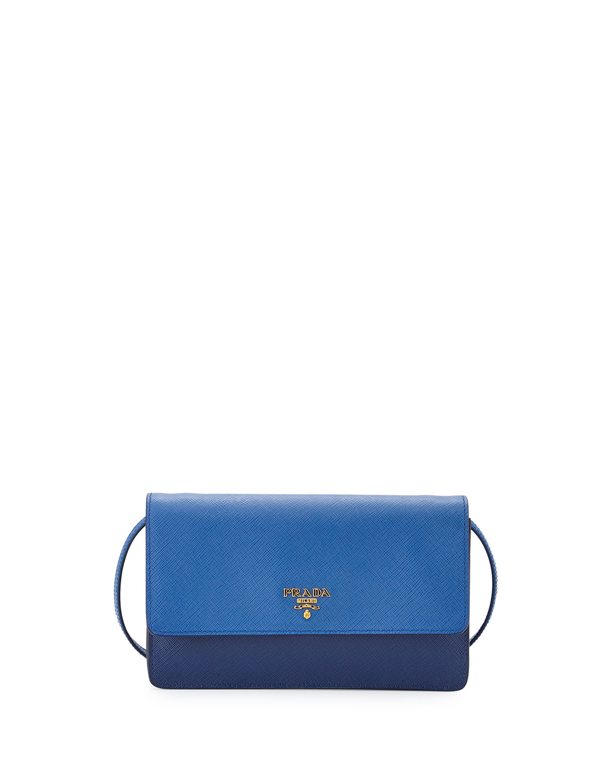 Prada Two-Toned Mini Leather Cross-Body Bag in Blue (DARK BLUE ...  