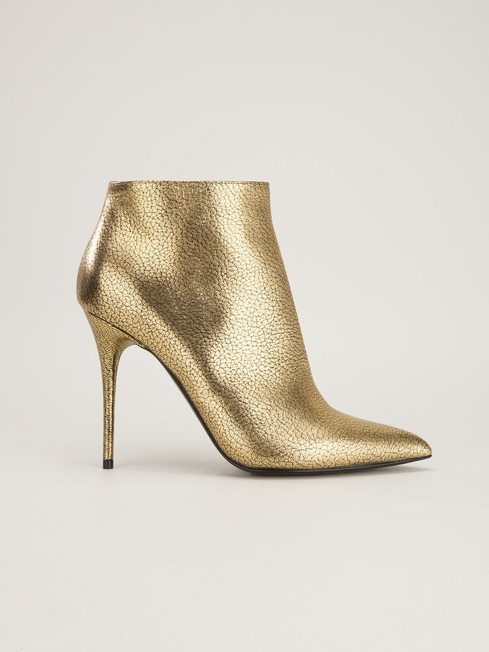 Alexander mcqueen Pointed Toe Ankle Boot in Metallic | Lyst