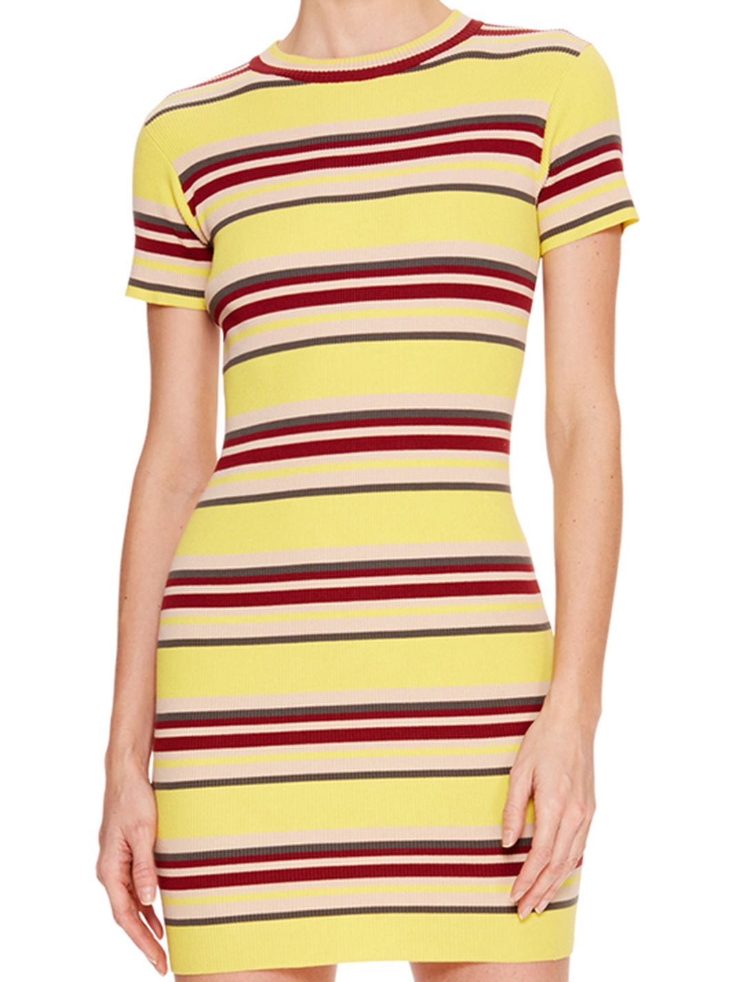 Lyst Dkny Striped Mini Dress In Yellow Gallery