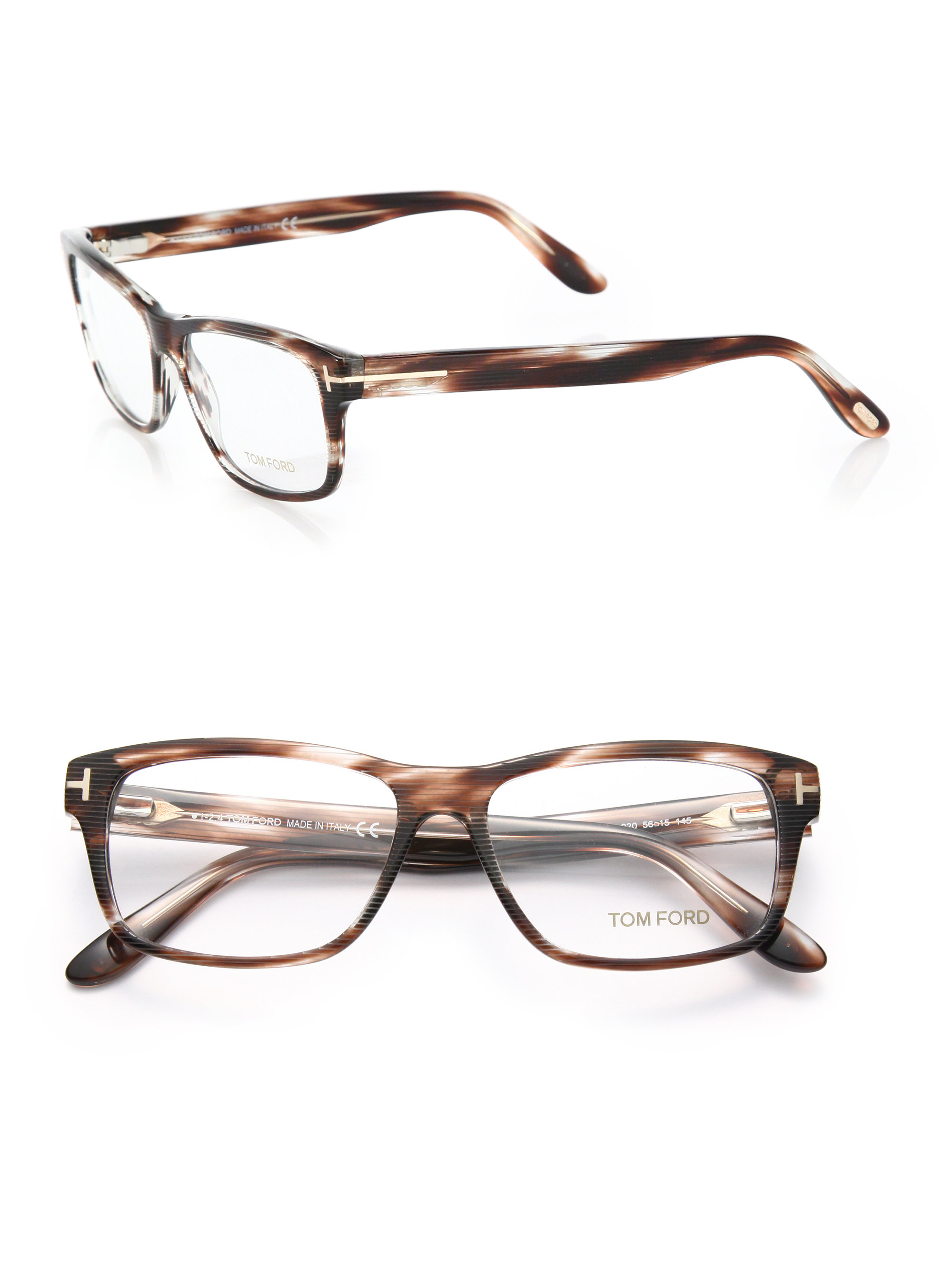 Tom ford 56mm Square Acetate Optical Glasses in Brown | Lyst