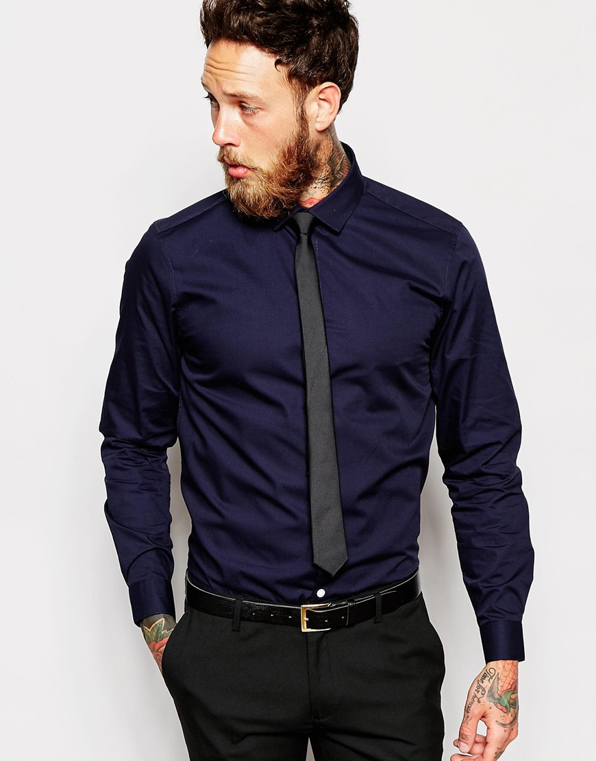 Lyst - Asos Smart Shirt And Tie Set Save 22% in Blue for Men