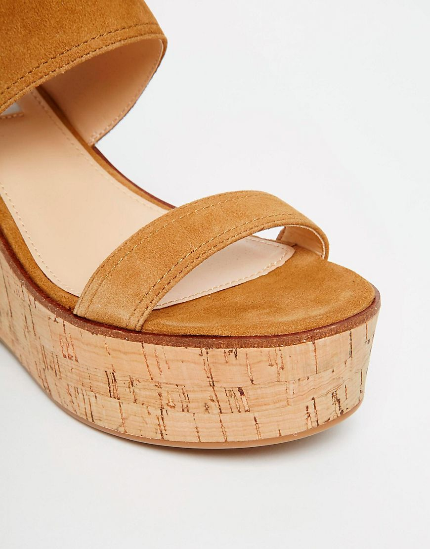 Steve Madden Caitlyn Tan Suede Cork Wedge Sandals In Brown Lyst