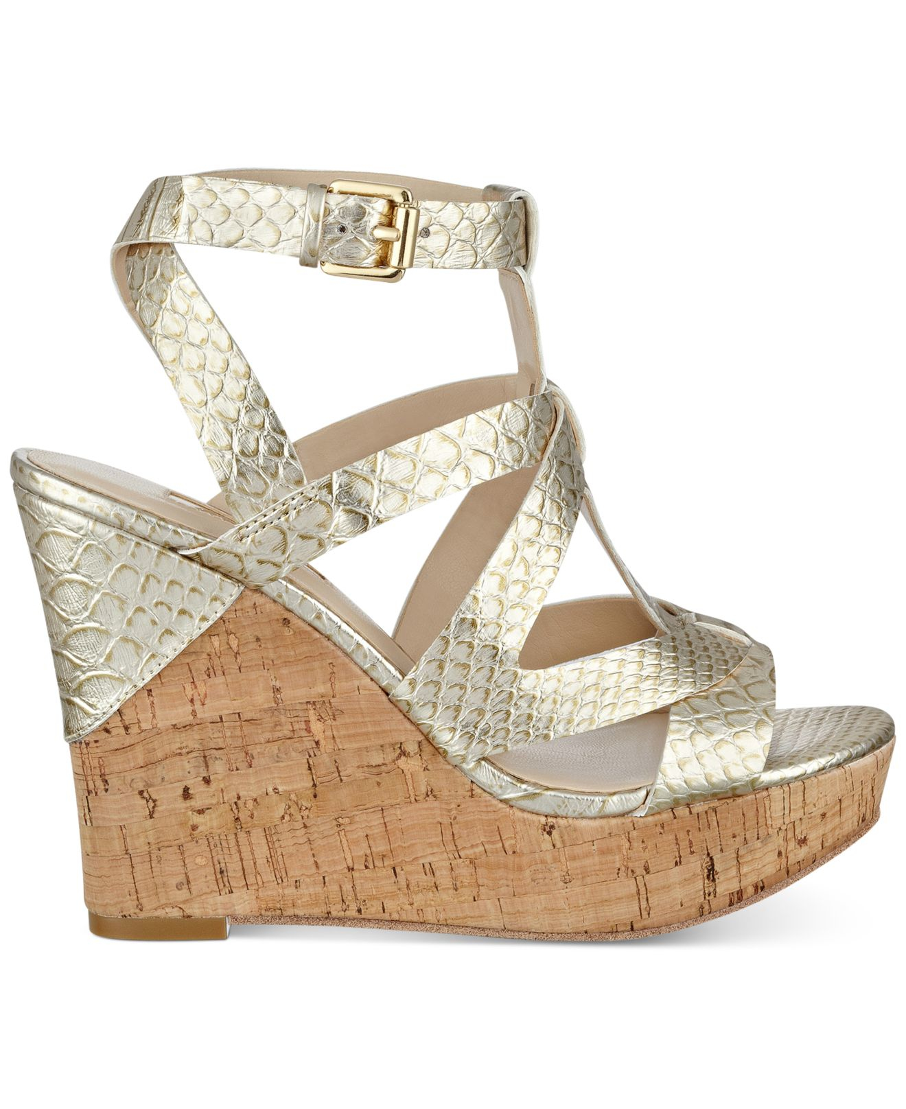 Guess Women's Harlea Wedge Sandals in Gold - Save 12% | Lyst