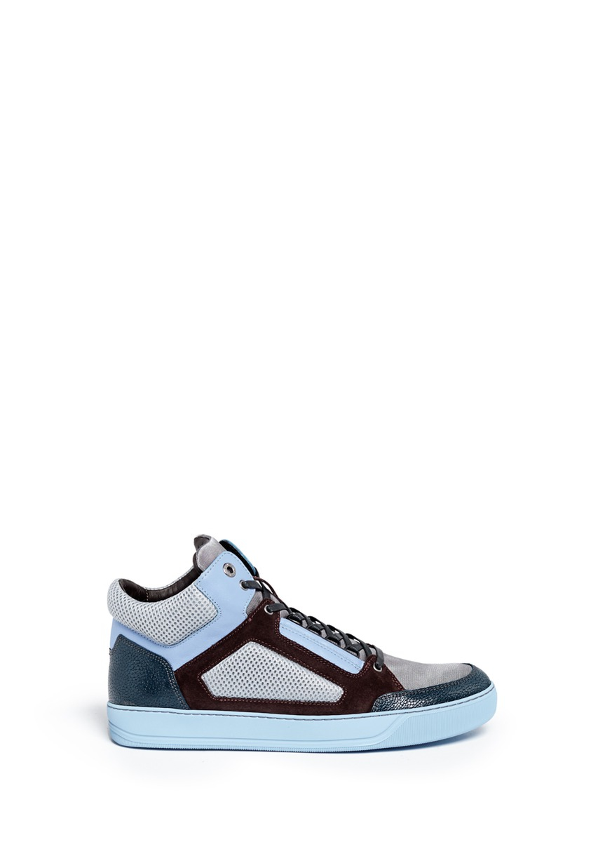 lanvin mid top sneakers lanvin mixed media mid top sneakers for lyst lanvin mid top sneakers lanvin mixed media mid top sneakers for lyst