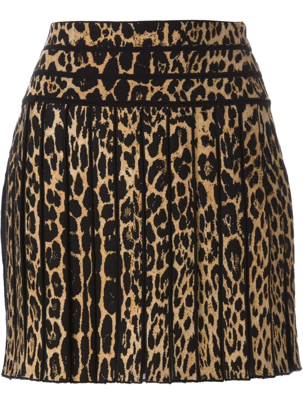 Roberto cavalli Leopard Print Pleated Skirt in Black | Lyst